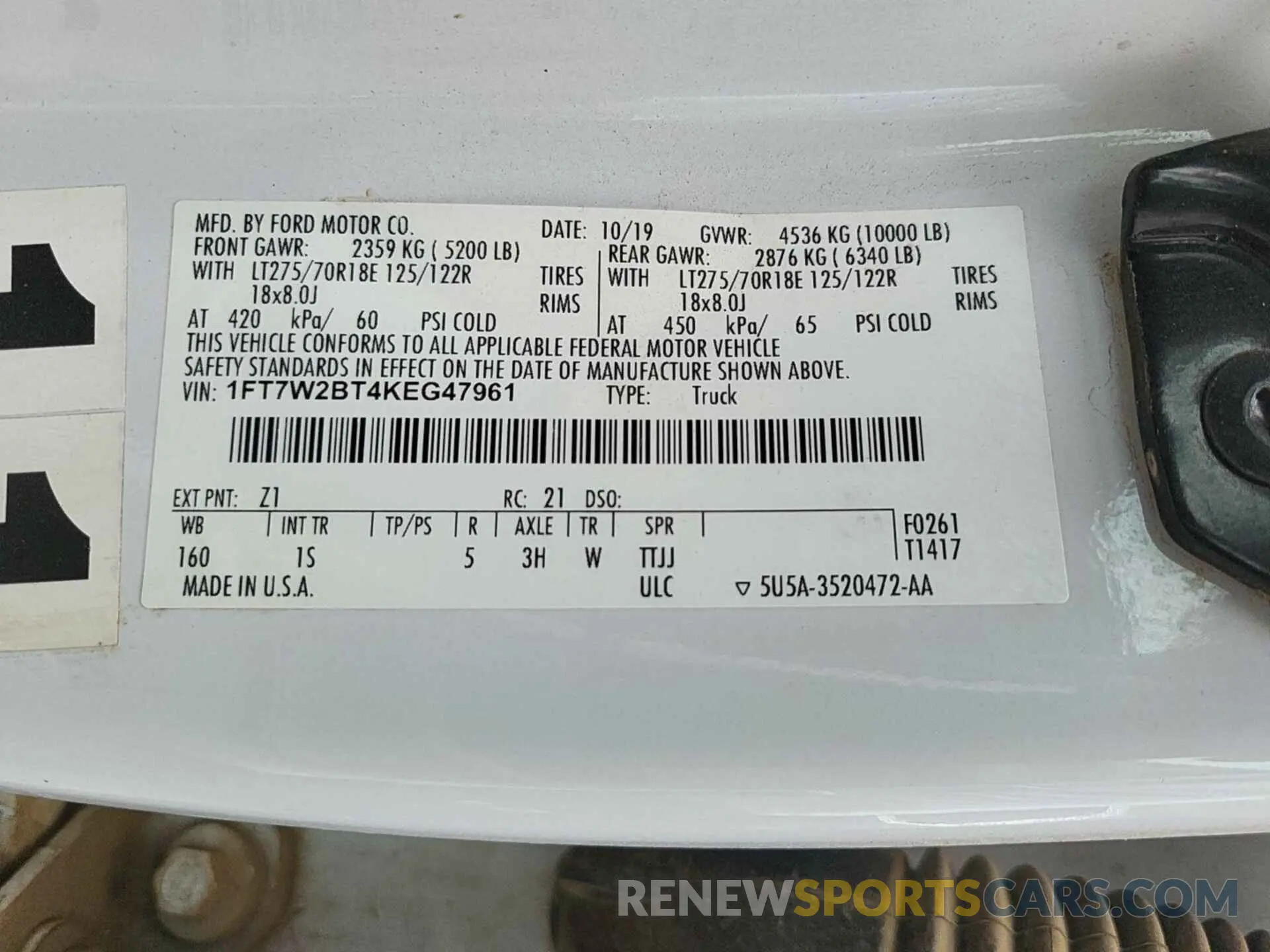 27 fotografías del automóvil dañado 1FT7W2BT4KEG47961 FORD F-250 2019