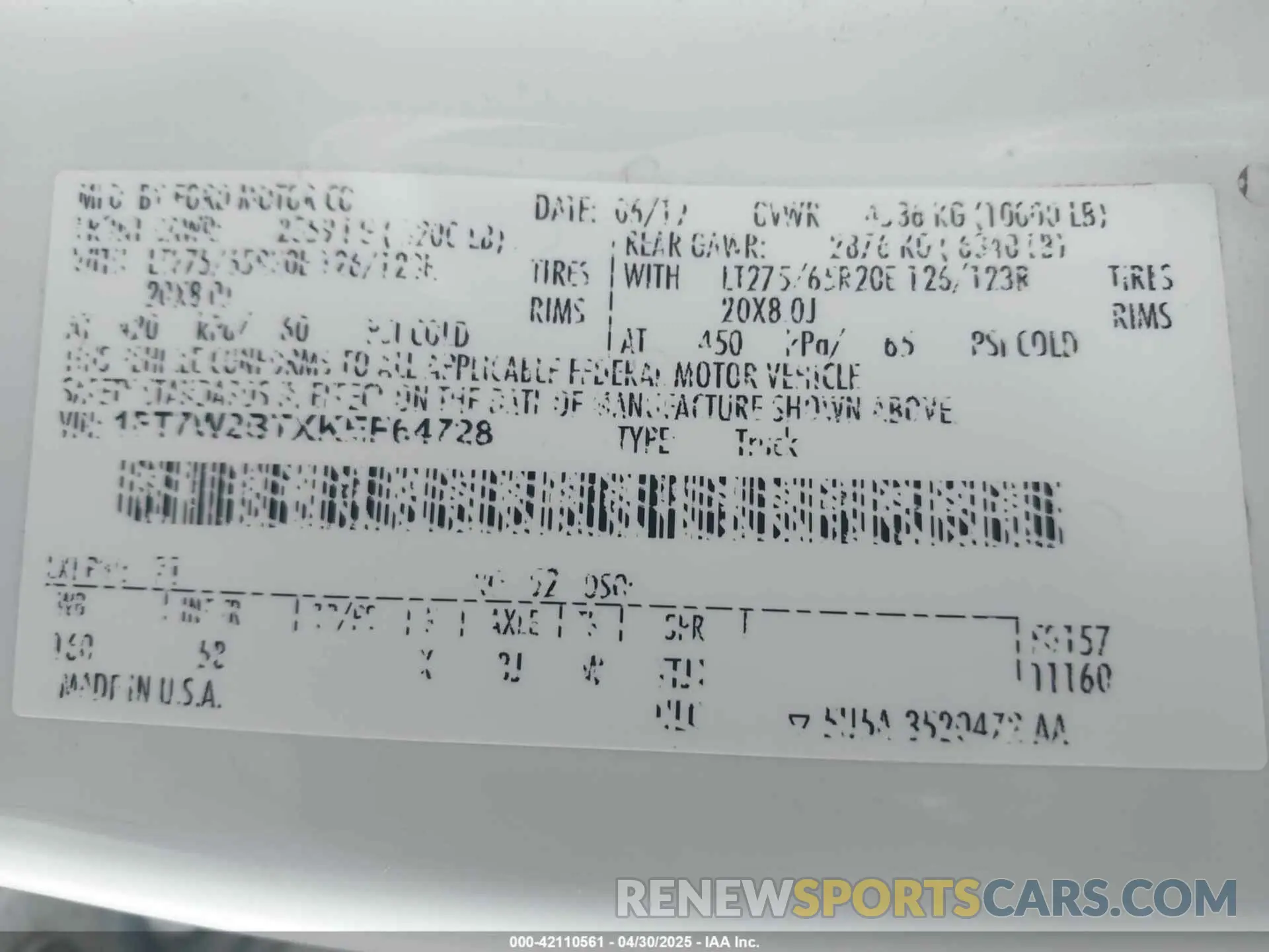 9 fotografías del automóvil dañado 1FT7W2BTXKEF64728 FORD F-250 2019