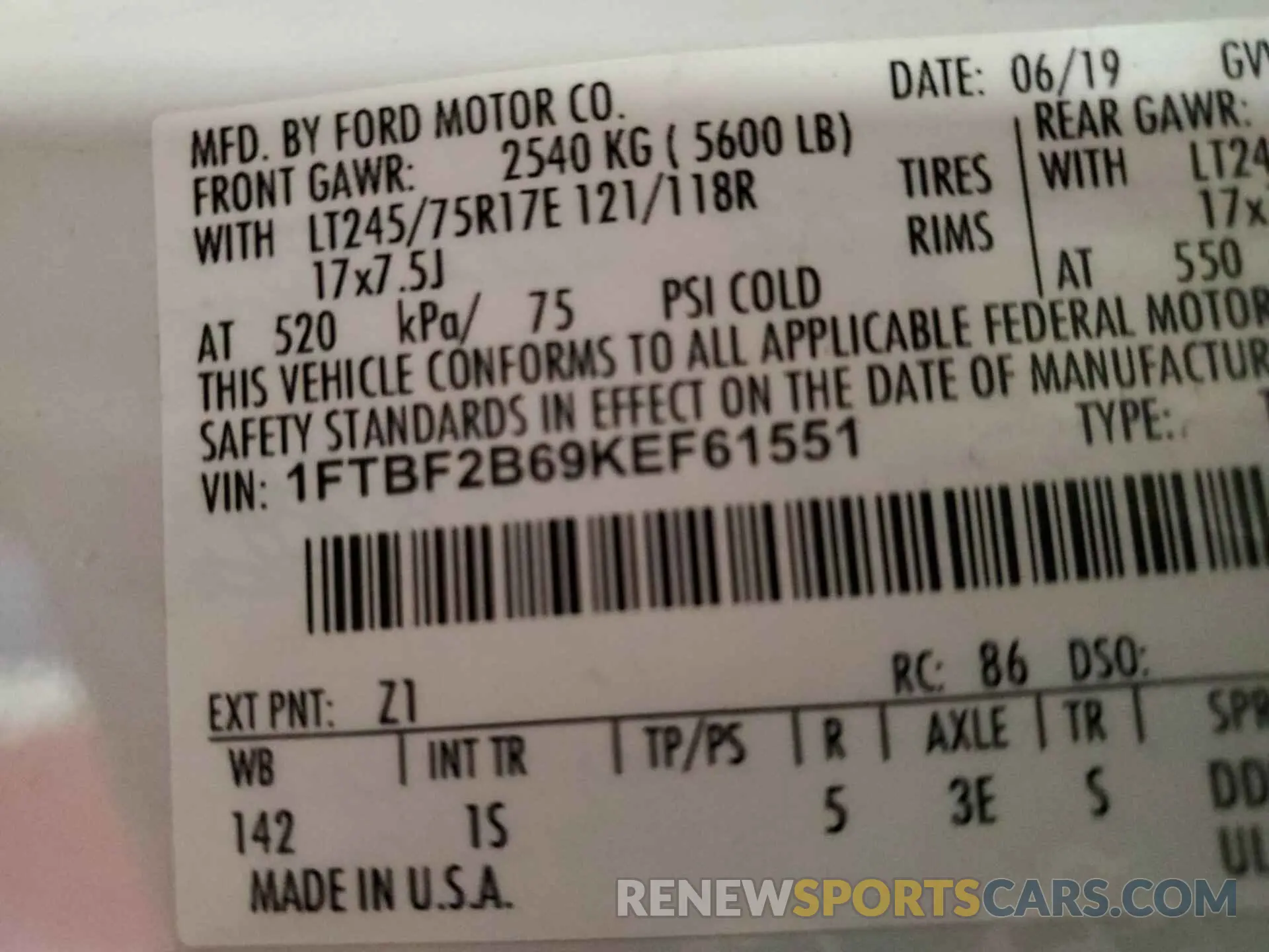 15 fotografías del automóvil dañado 1FTBF2B69KEF61551 FORD F-250 2019