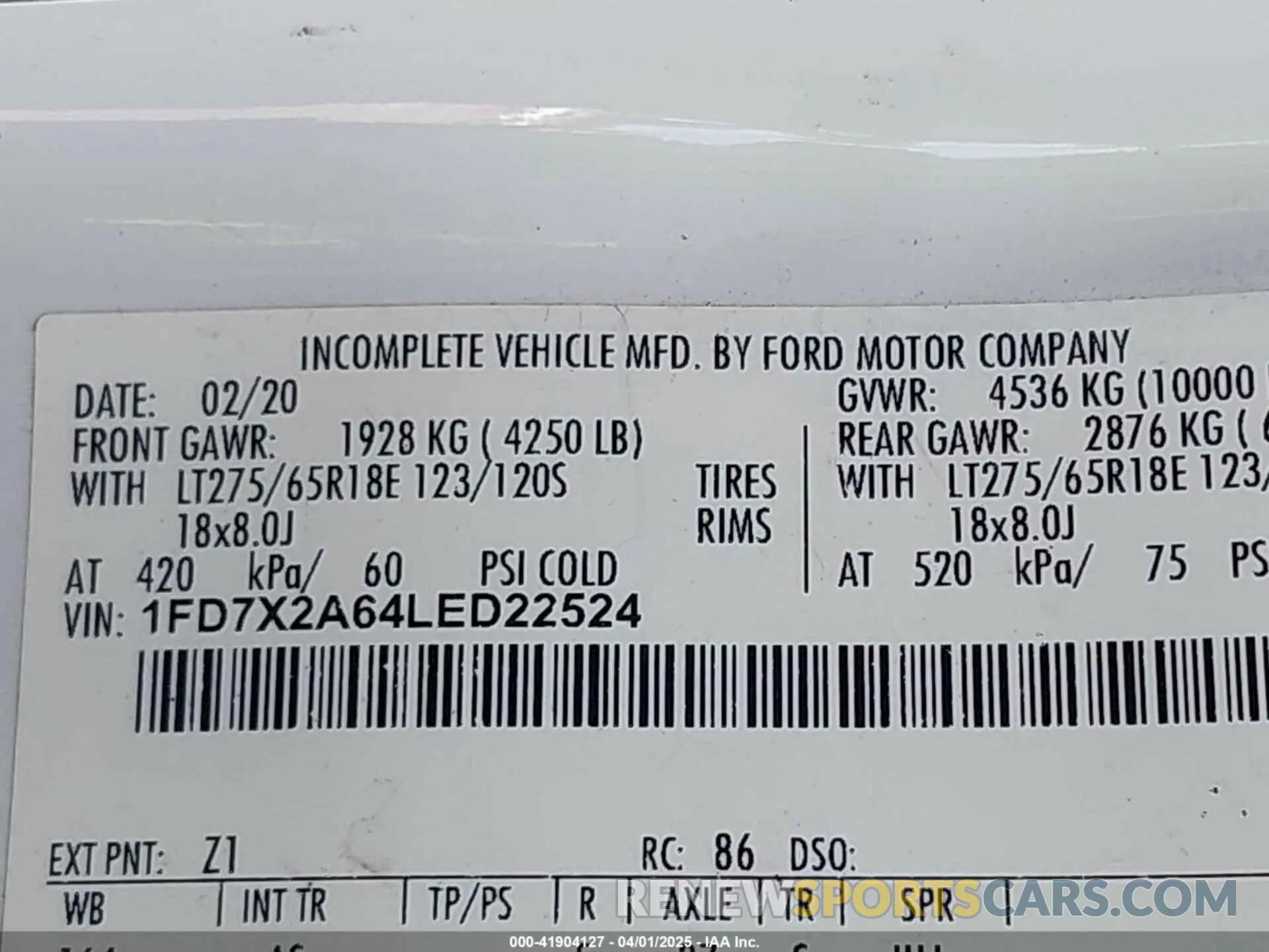 9 fotografías del automóvil dañado 1FD7X2A64LED22524 FORD F-250 2020