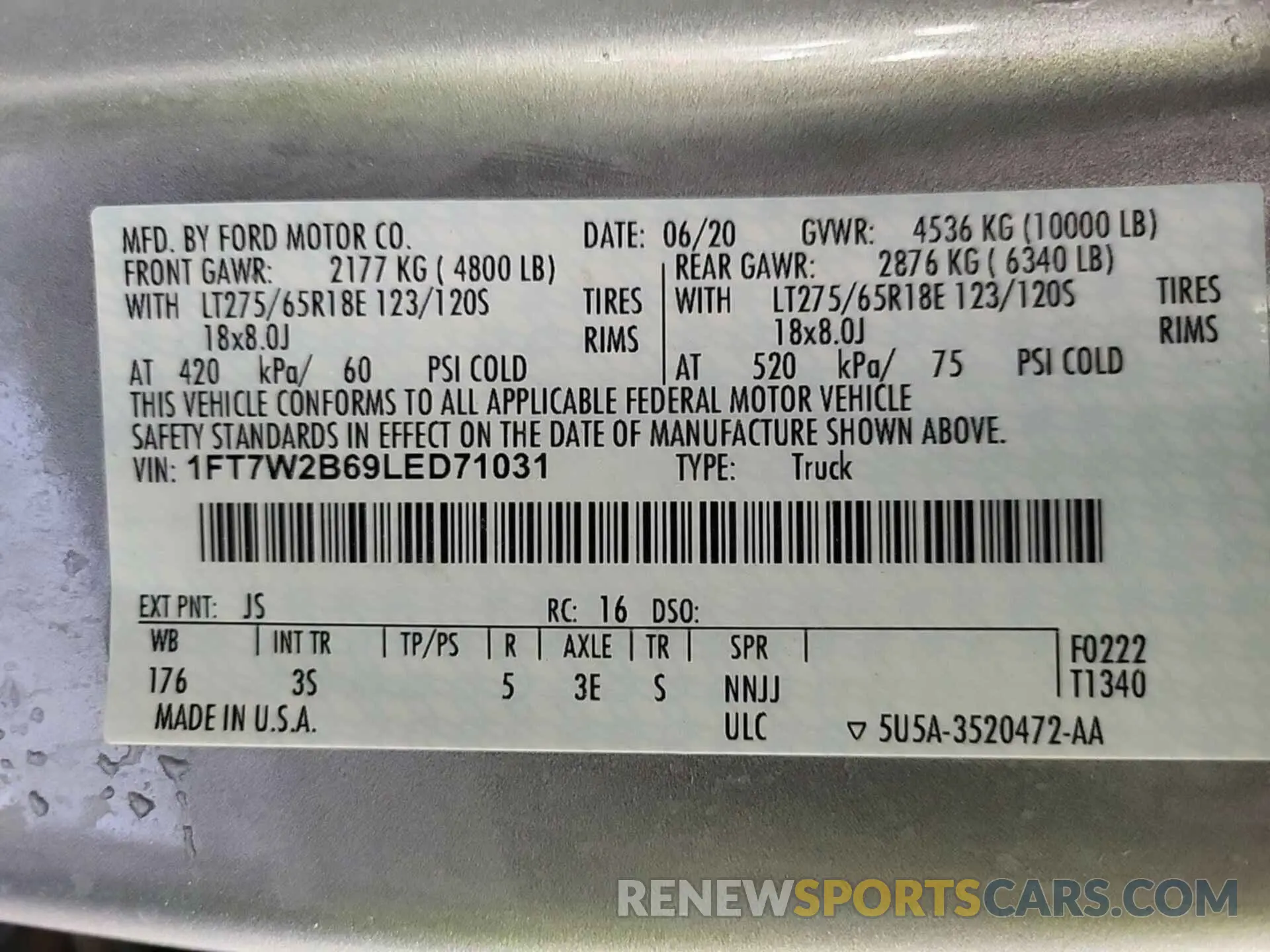 13 fotografías del automóvil dañado 1FT7W2B69LED71031 FORD F-250 2020