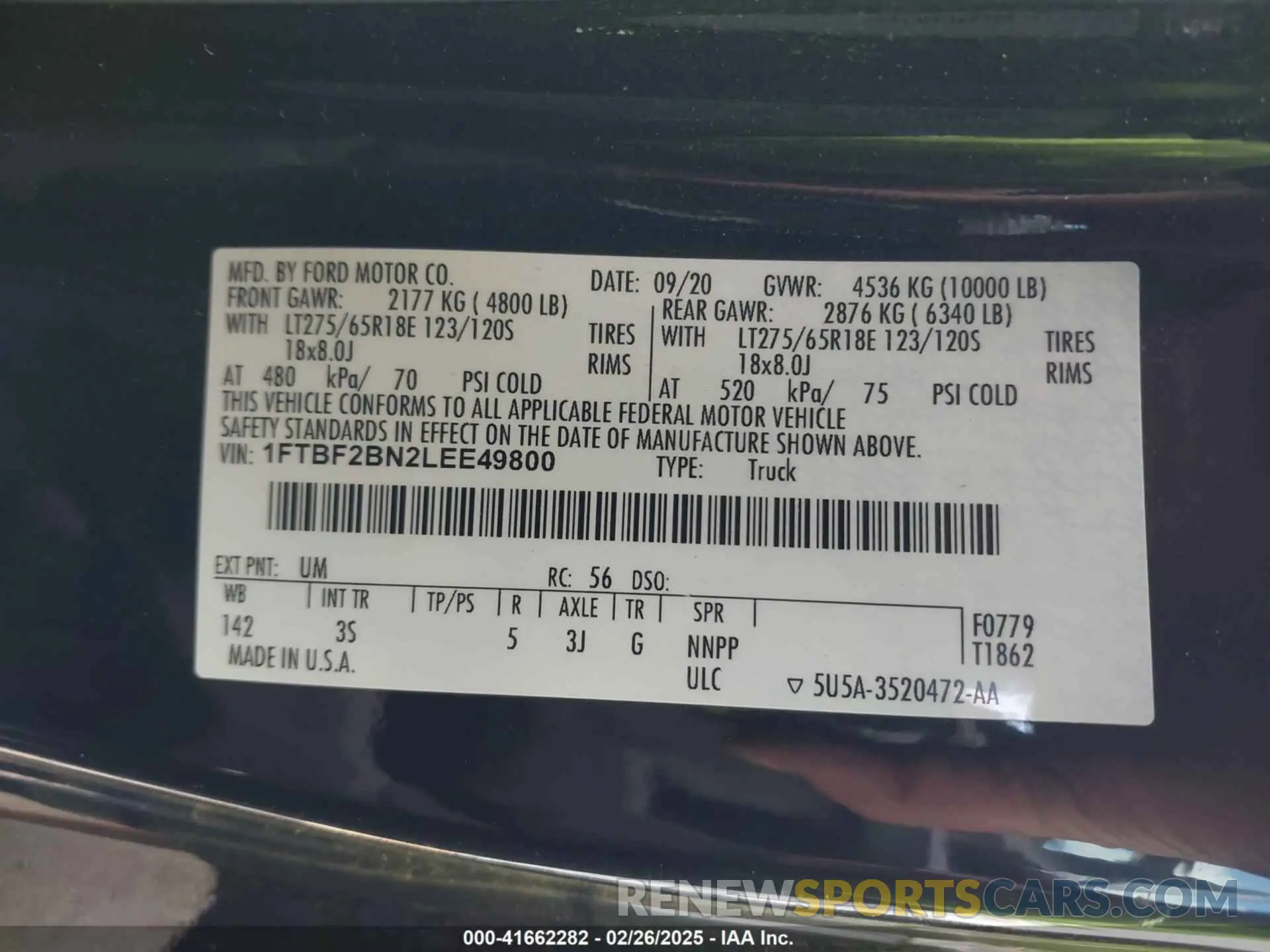 9 fotografías del automóvil dañado 1FTBF2BN2LEE49800 FORD F-250 2020