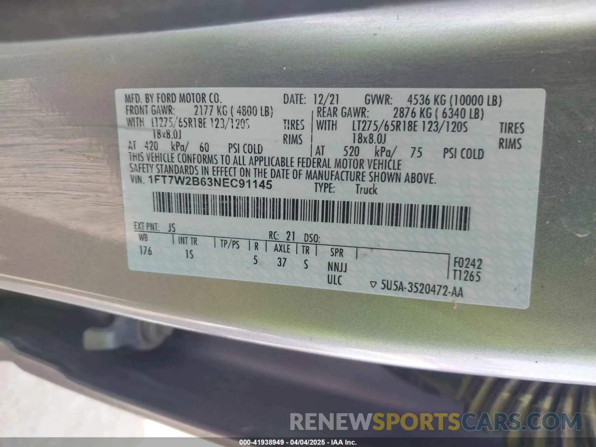 9 fotografías del automóvil dañado 1FT7W2B63NEC91145 FORD F-250 2022