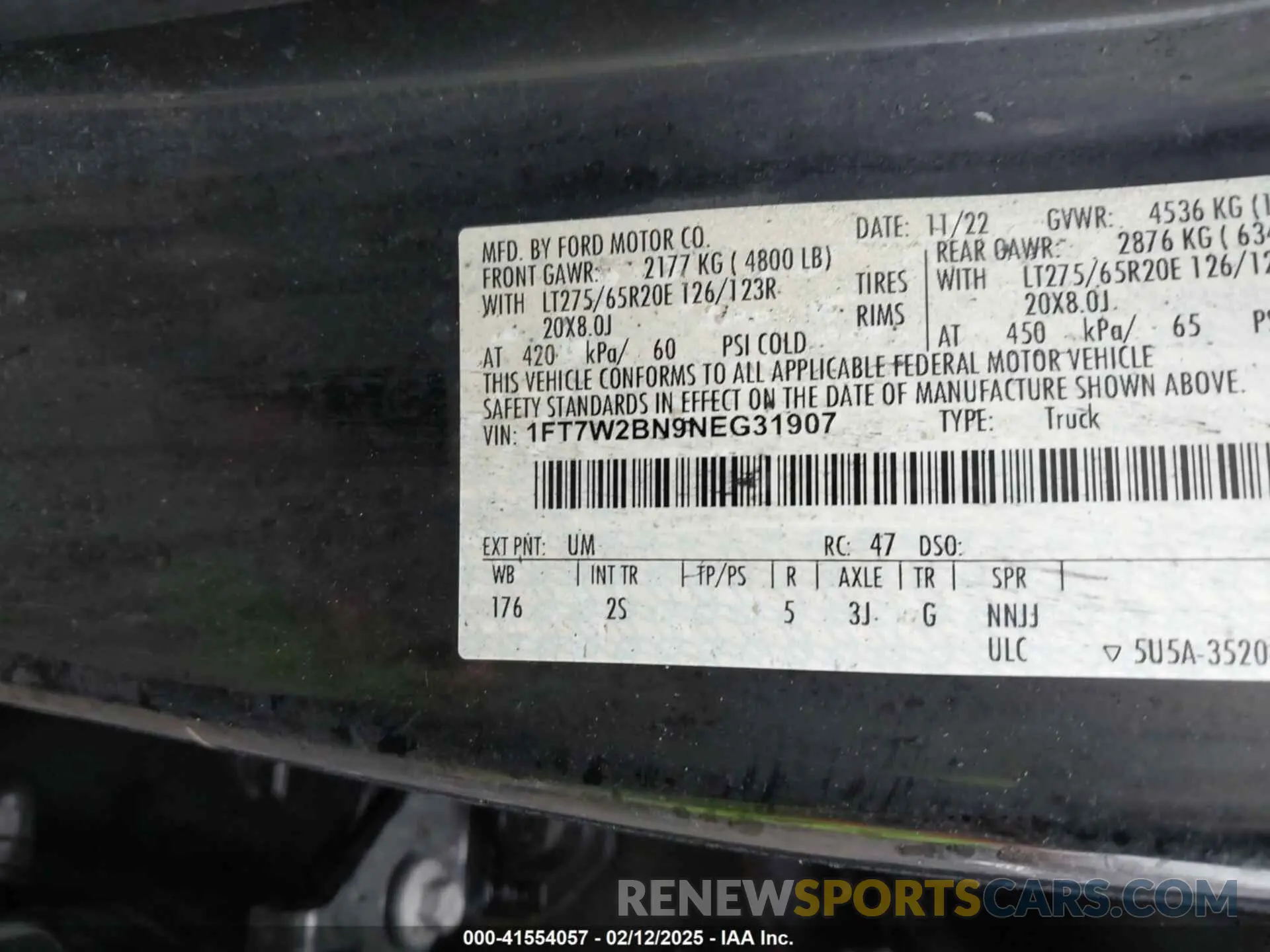 9 fotografías del automóvil dañado 1FT7W2BN9NEG31907 FORD F-250 2022