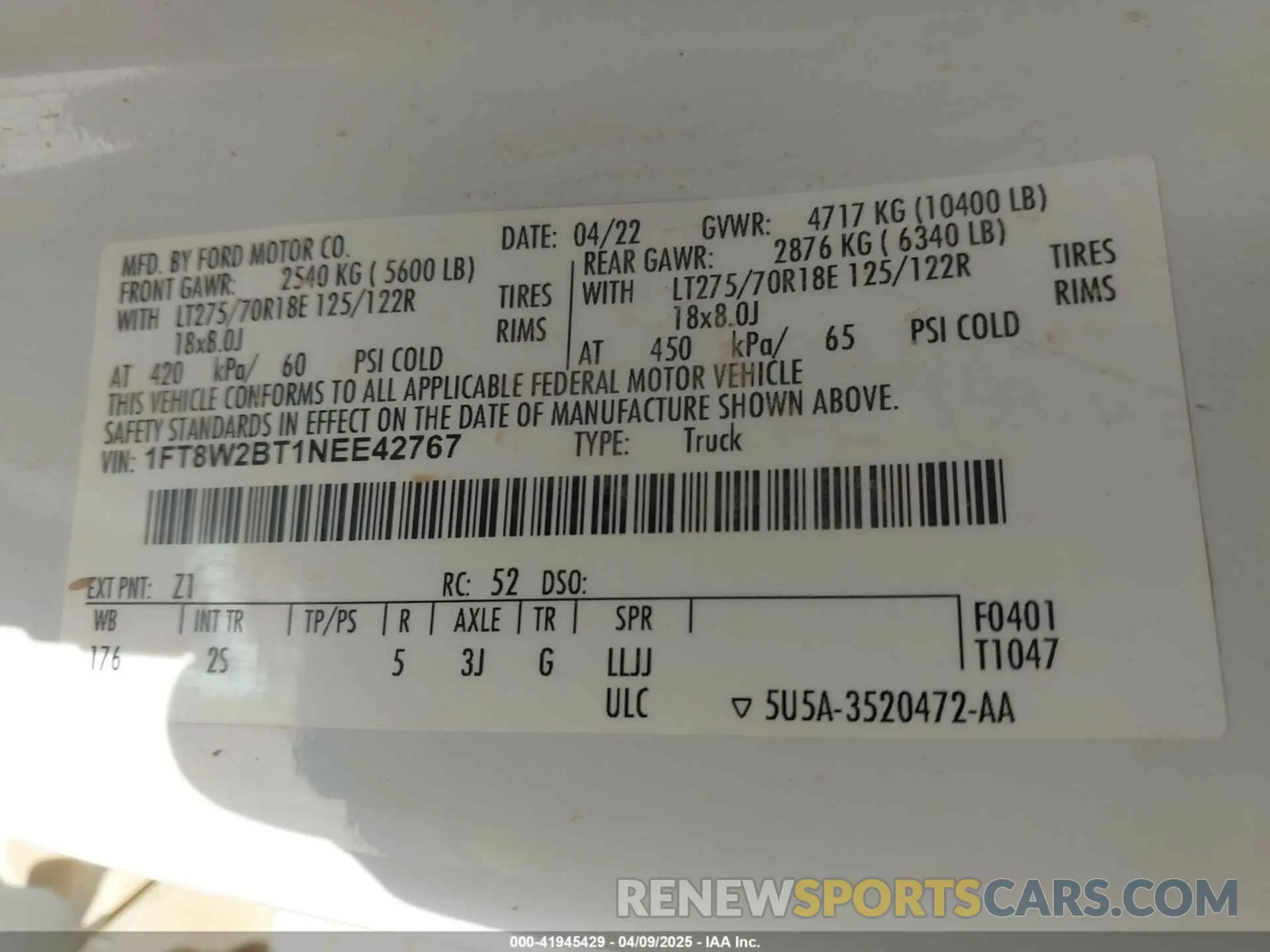 8 fotografías del automóvil dañado 1FT8W2BT1NEE42767 FORD F-250 2022