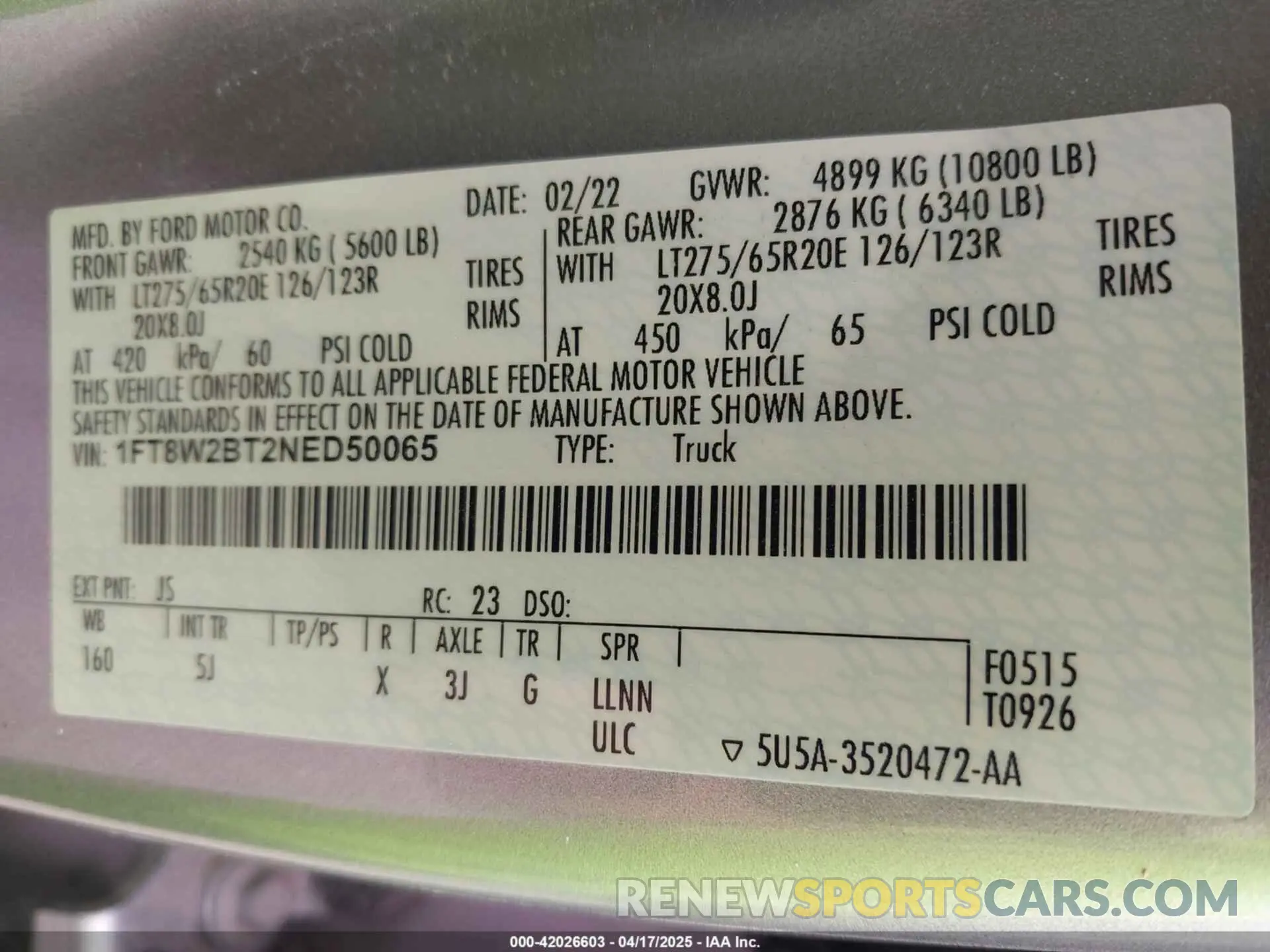 9 fotografías del automóvil dañado 1FT8W2BT2NED50065 FORD F-250 2022