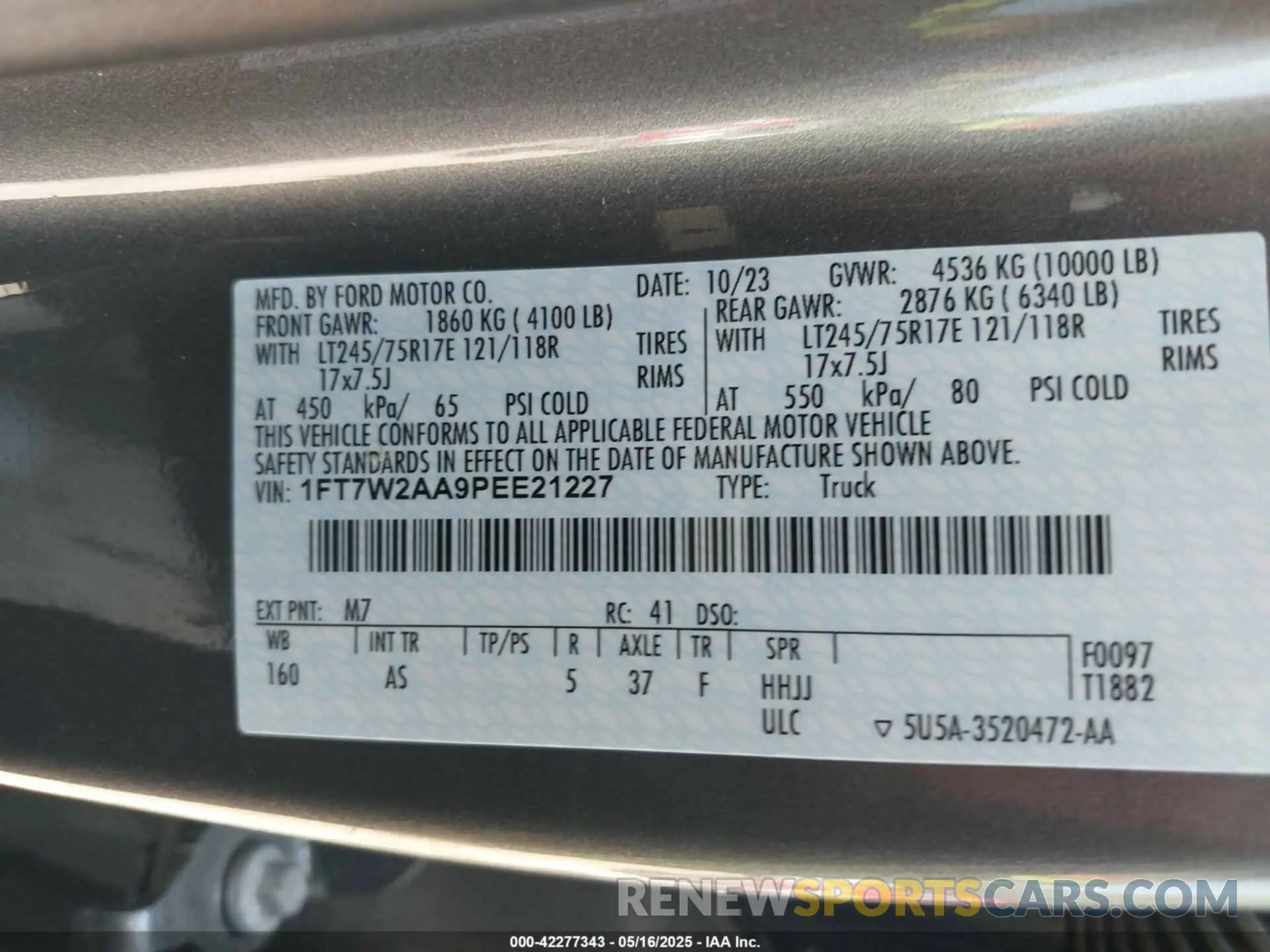 9 fotografías del automóvil dañado 1FT7W2AA9PEE21227 FORD F-250 2023