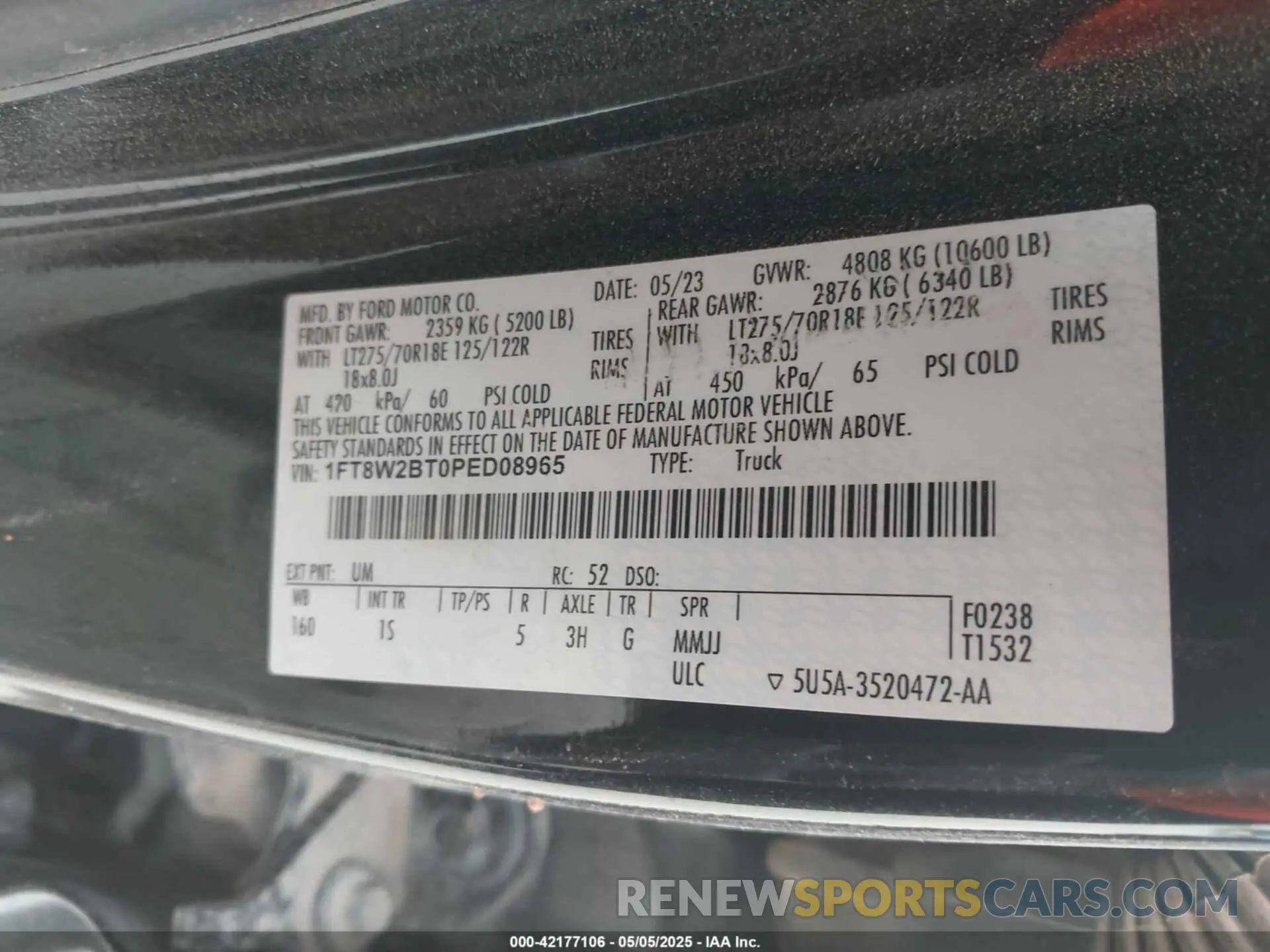 8 fotografías del automóvil dañado 1FT8W2BT0PED08965 FORD F-250 2023