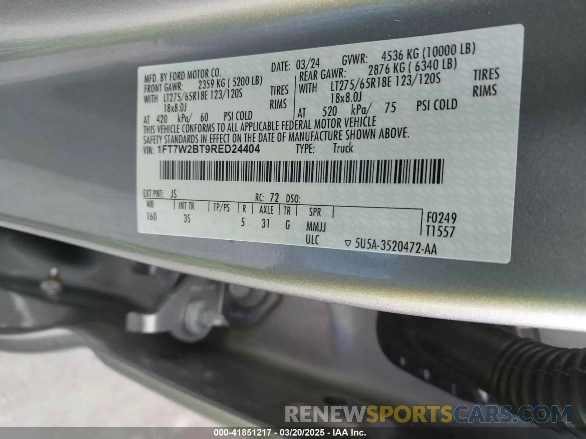 9 fotografías del automóvil dañado 1FT7W2BT9RED24404 FORD F-250 2024