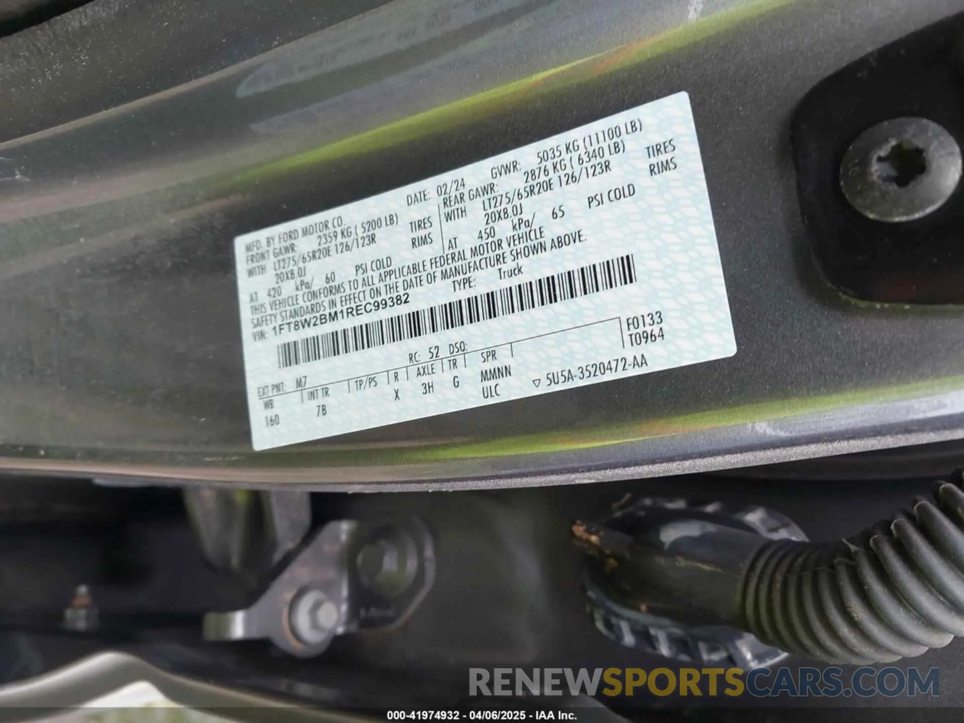 9 fotografías del automóvil dañado 1FT8W2BM1REC99382 FORD F-250 2024