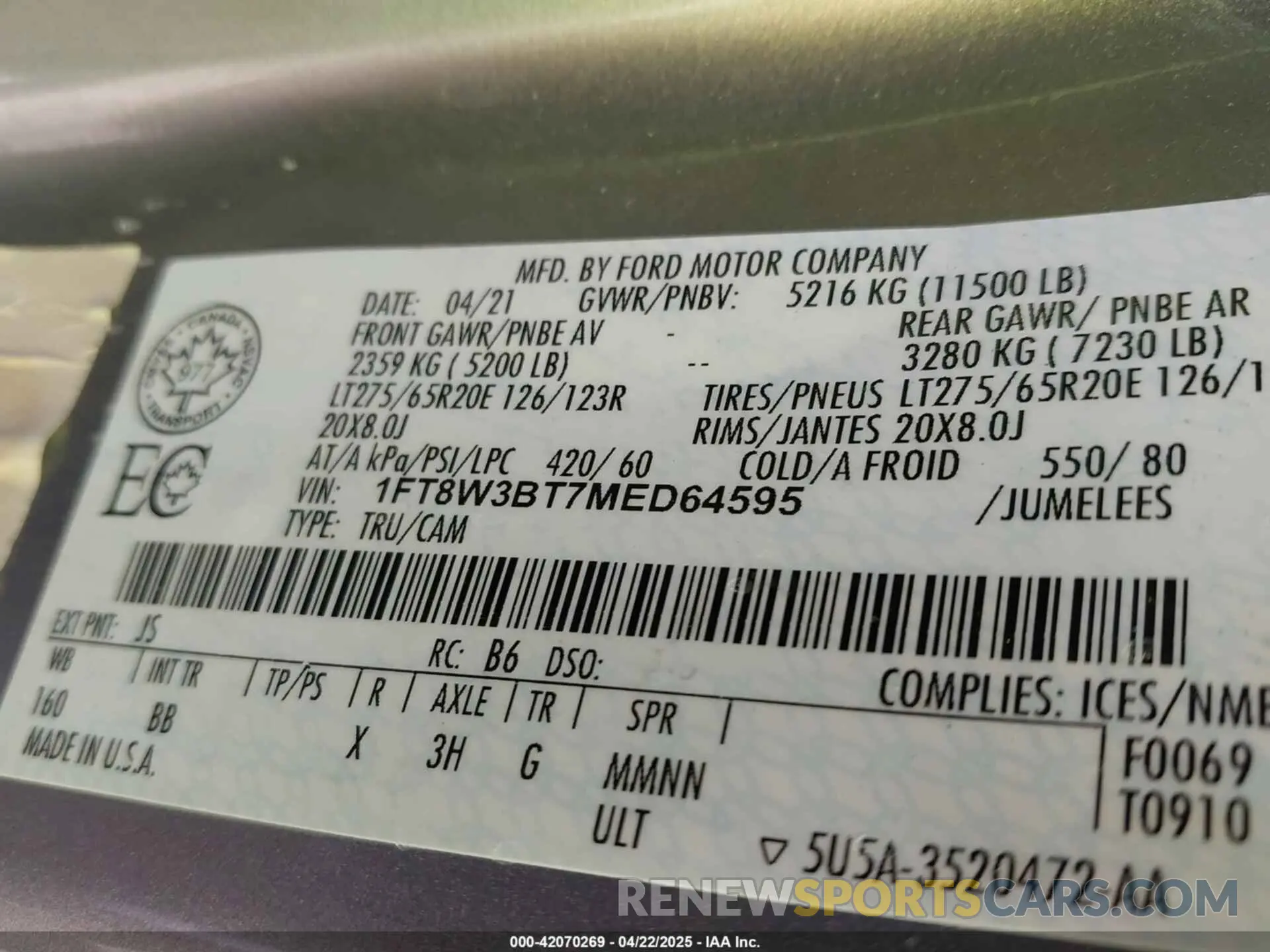 9 fotografías del automóvil dañado 1FT8W3BT7MED64595 FORD F-350 2021