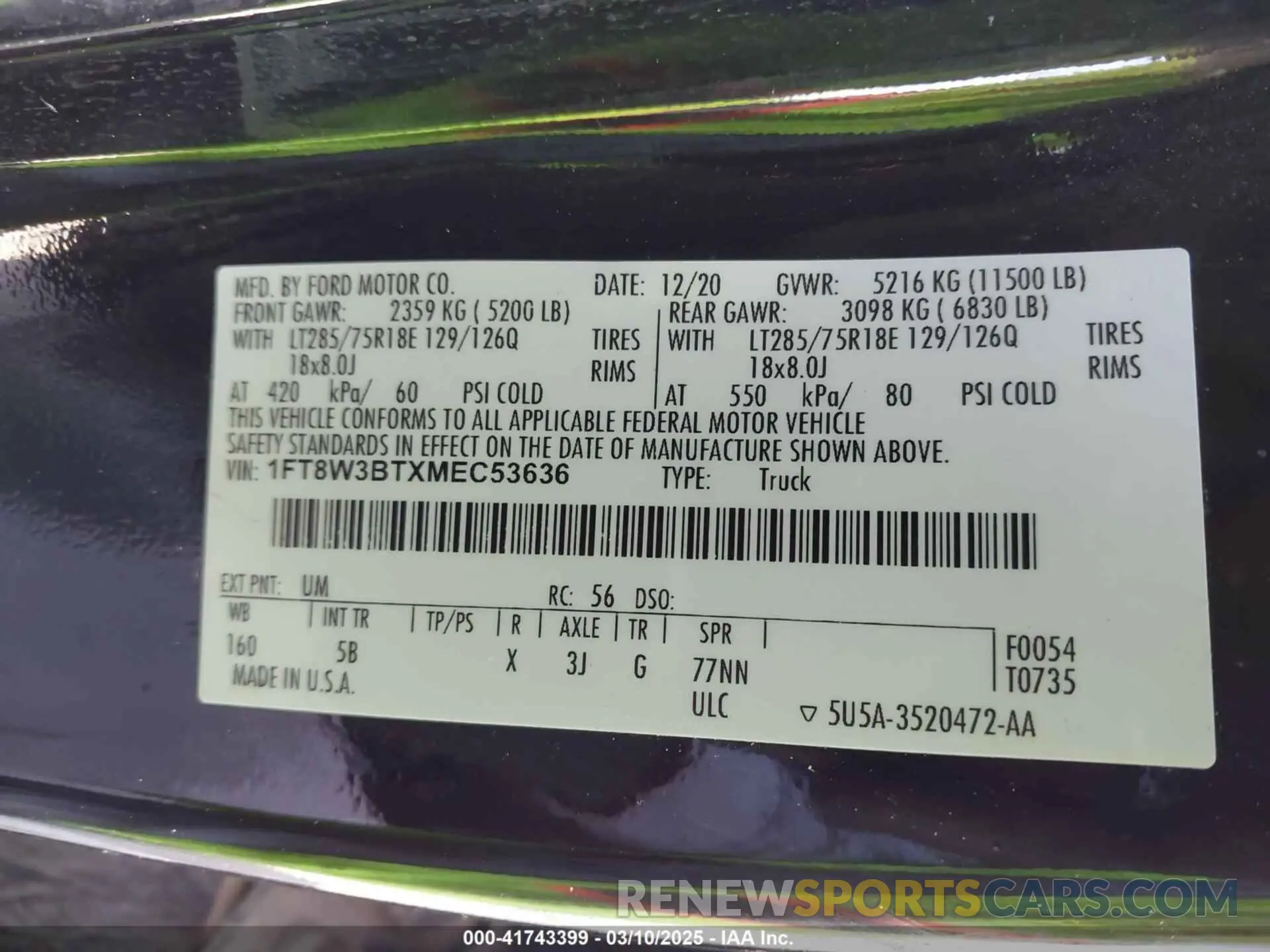 8 fotografías del automóvil dañado 1FT8W3BTXMEC53636 FORD F-350 2021