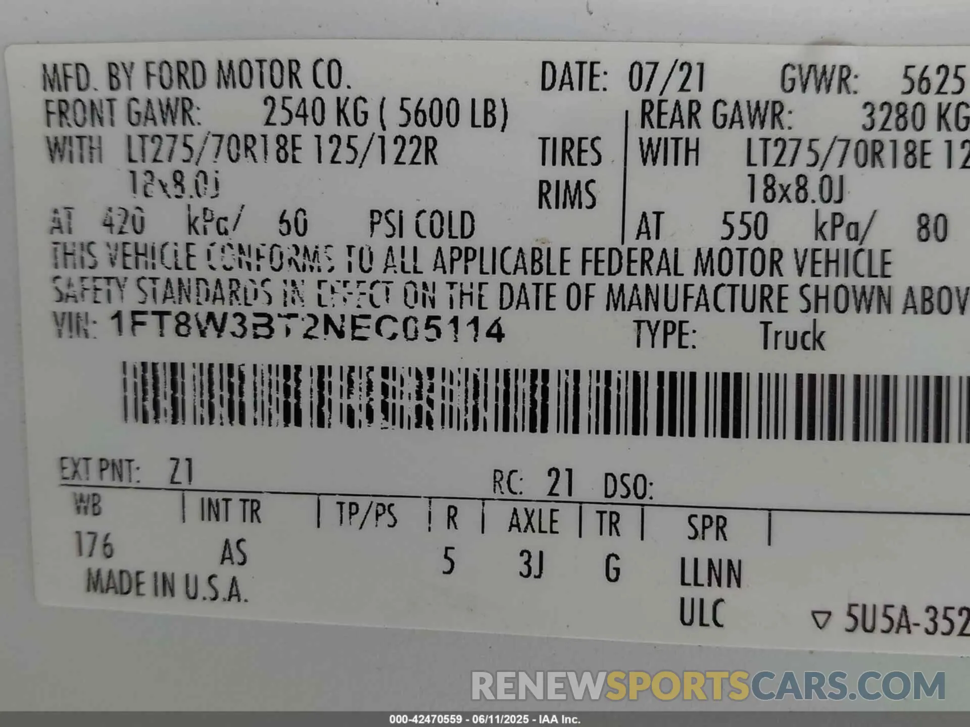 8 fotografías del automóvil dañado 1FT8W3BT2NEC05114 FORD F-350 2022