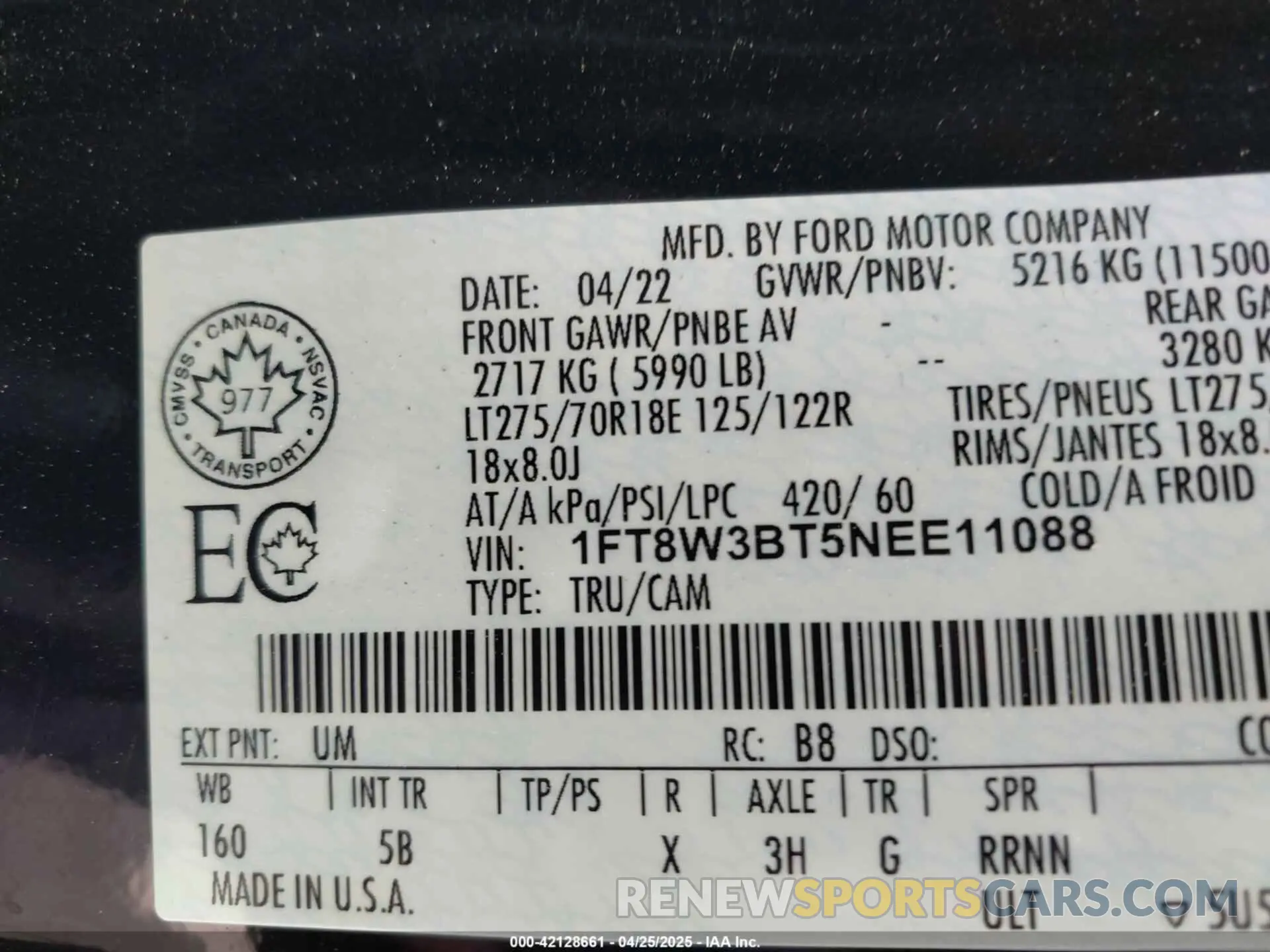 8 fotografías del automóvil dañado 1FT8W3BT5NEE11088 FORD F-350 2022