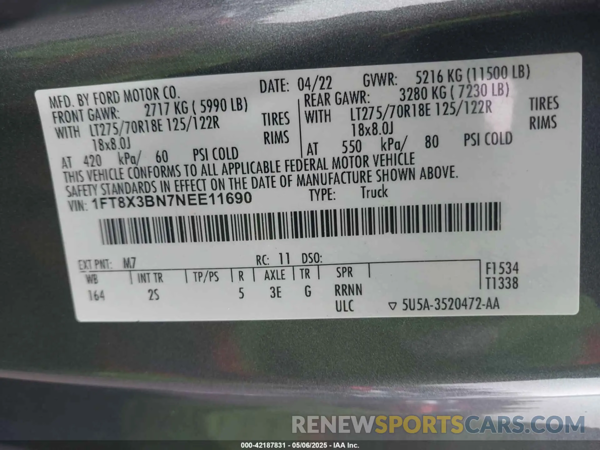 9 fotografías del automóvil dañado 1FT8X3BN7NEE11690 FORD F-350 2022