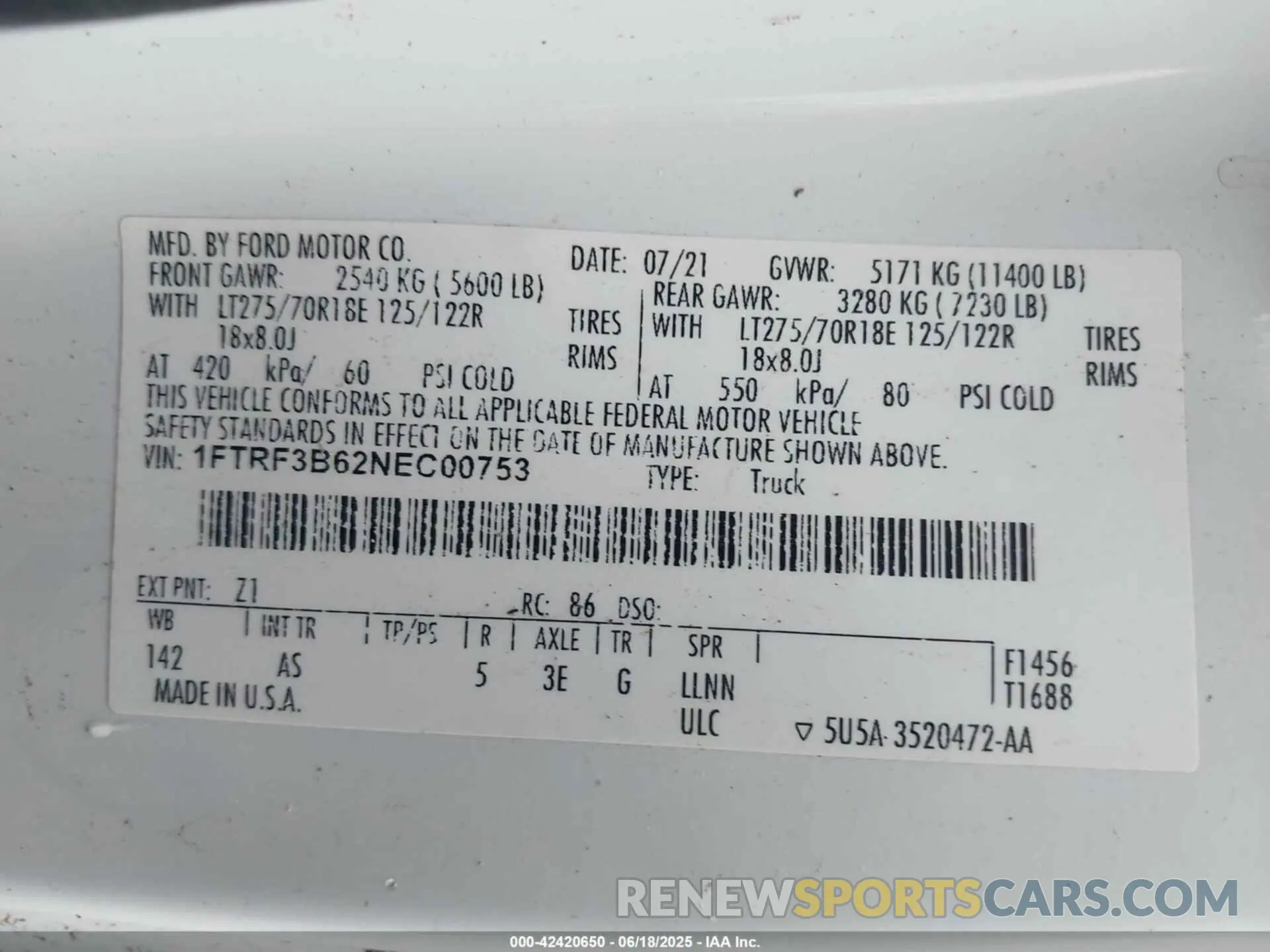 8 fotografías del automóvil dañado 1FTRF3B62NEC00753 FORD F-350 2022