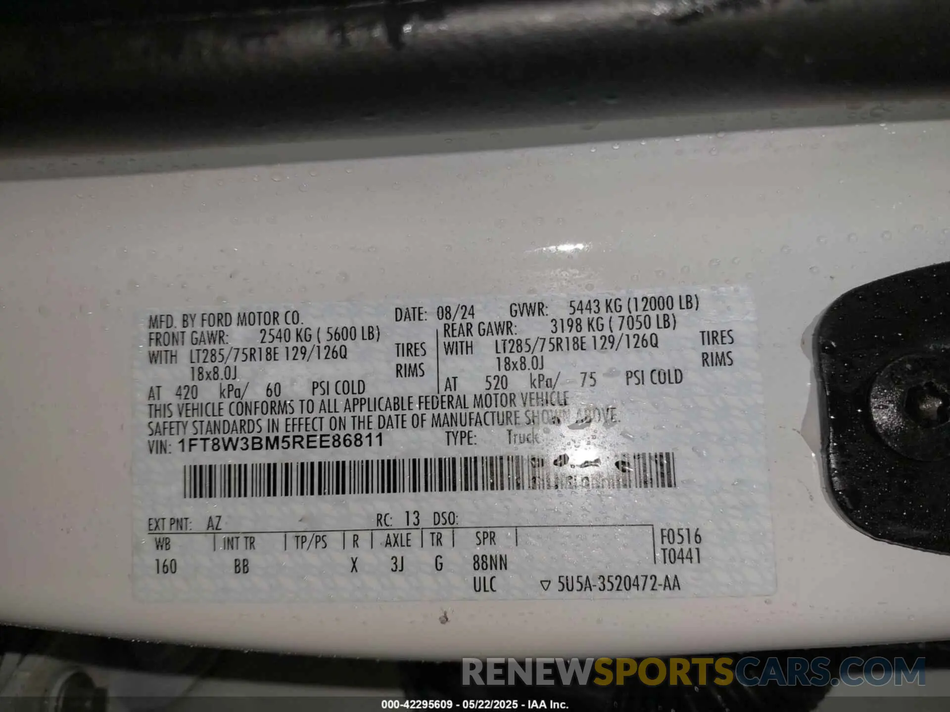 8 fotografías del automóvil dañado 1FT8W3BM5REE86811 FORD F-350 2024