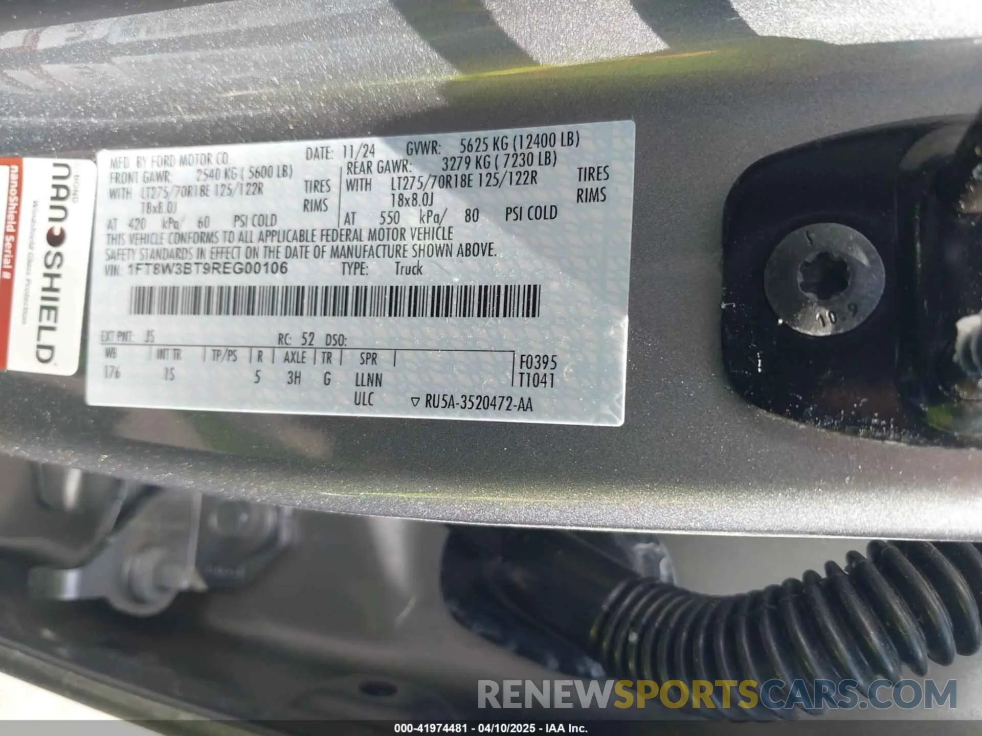 9 fotografías del automóvil dañado 1FT8W3BT9REG00106 FORD F-350 2024