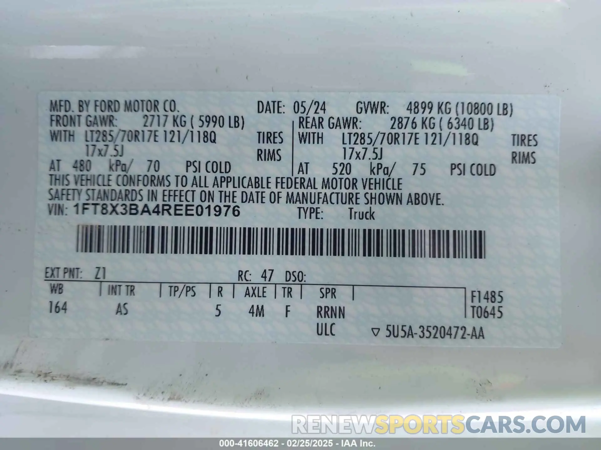 8 fotografías del automóvil dañado 1FT8X3BA4REE01976 FORD F-350 2024