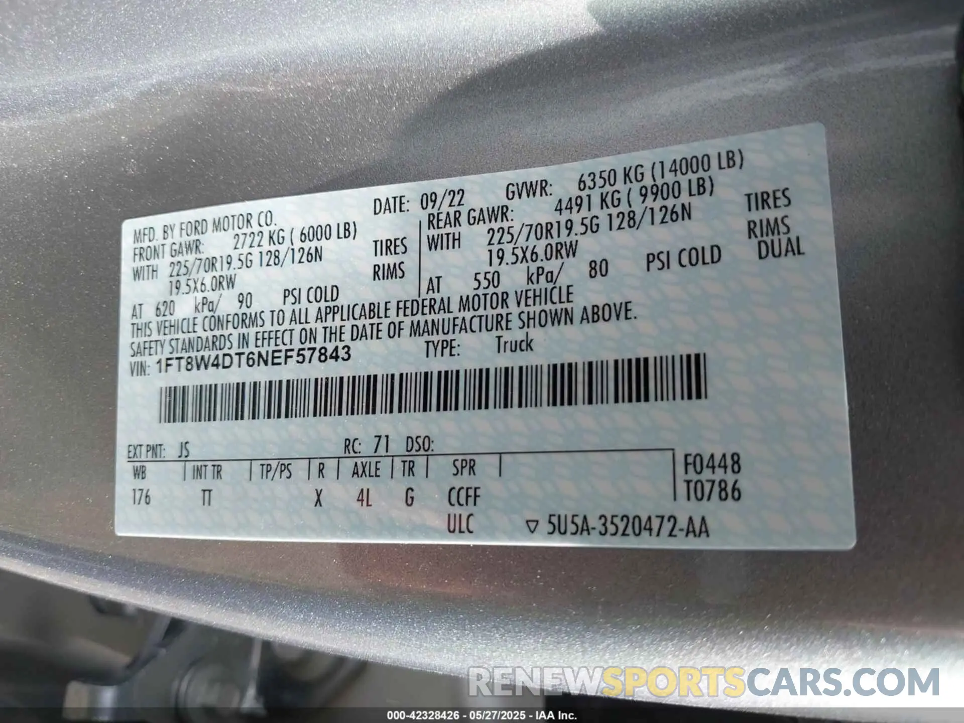 9 fotografías del automóvil dañado 1FT8W4DT6NEF57843 FORD F-450 2022