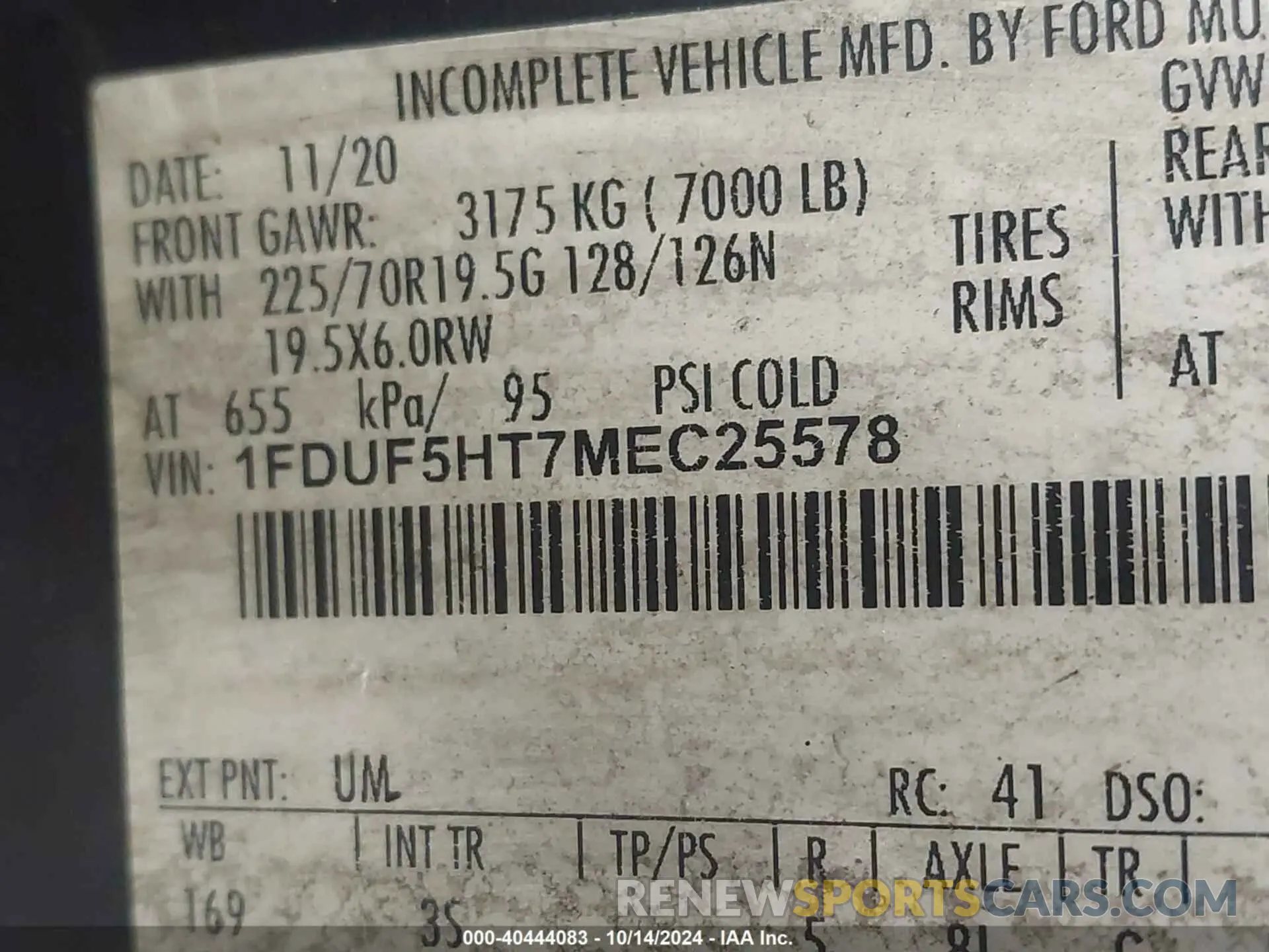 9 fotografías del automóvil dañado 1FDUF5HT7MEC25578 FORD F-550 CHASSIS 2021