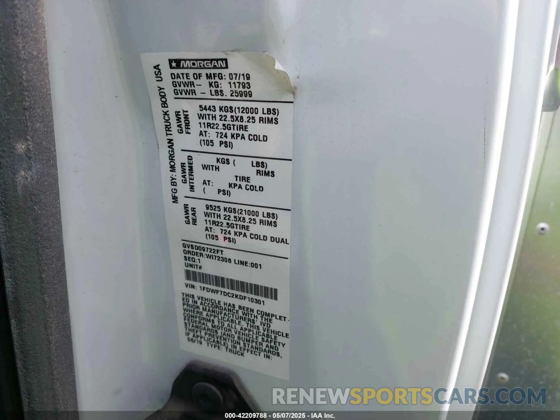 14 fotografías del automóvil dañado 1FDWF7DC2KDF10301 FORD F-750 DIESEL 2019