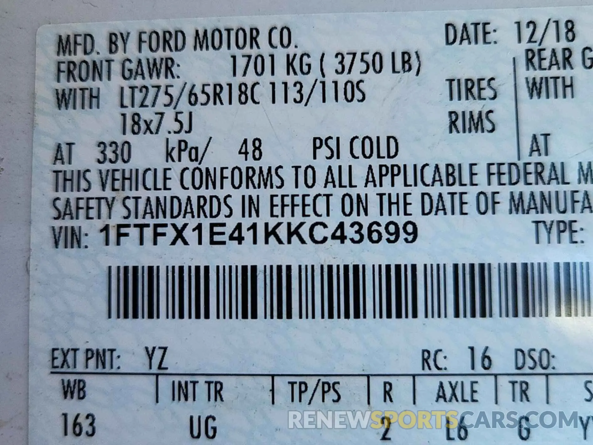 21 fotografías del automóvil dañado 1FTFX1E41KKC43699 FORD F150 2019
