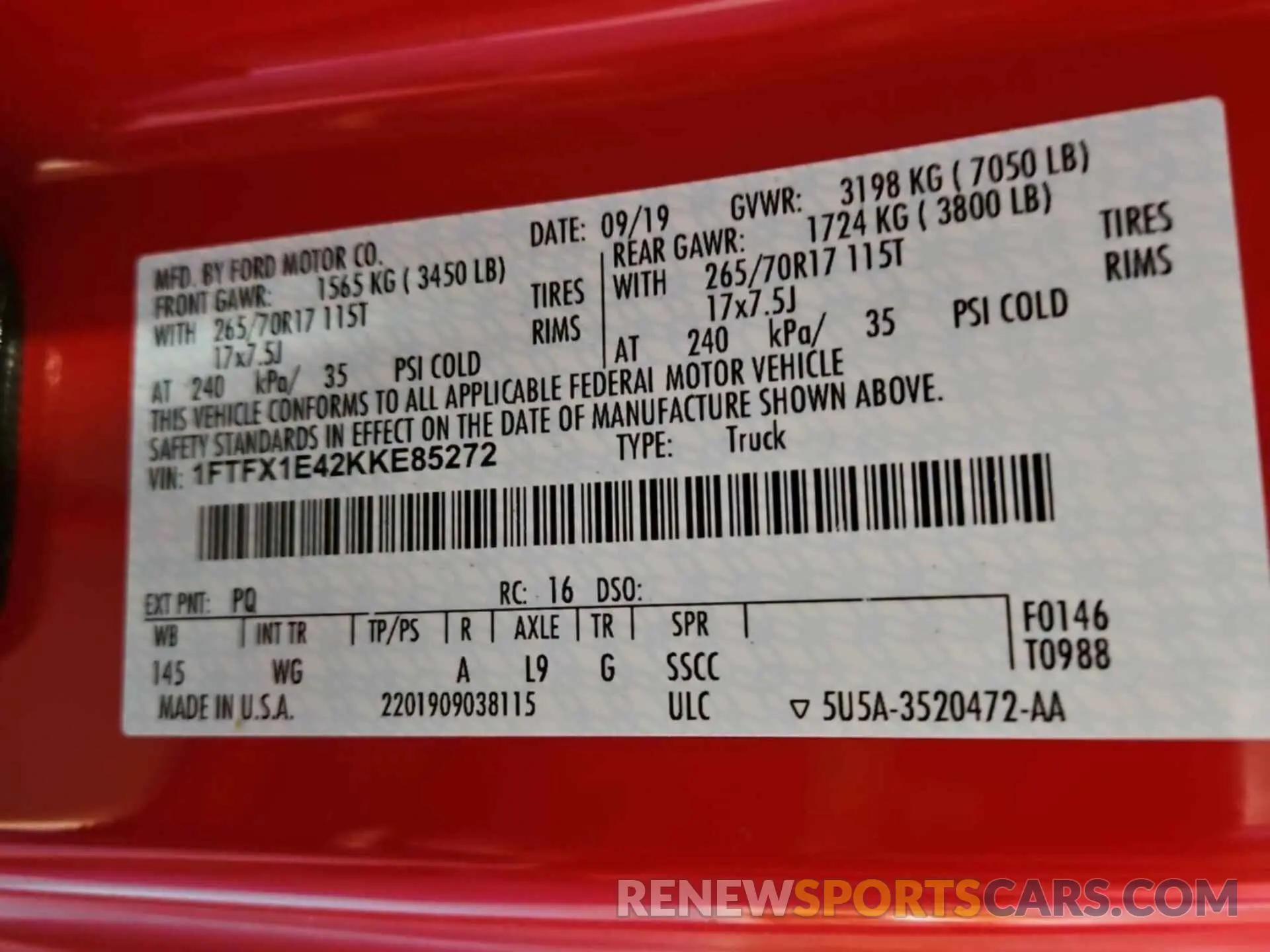 26 fotografías del automóvil dañado 1FTFX1E42KKE85272 FORD F150 2019