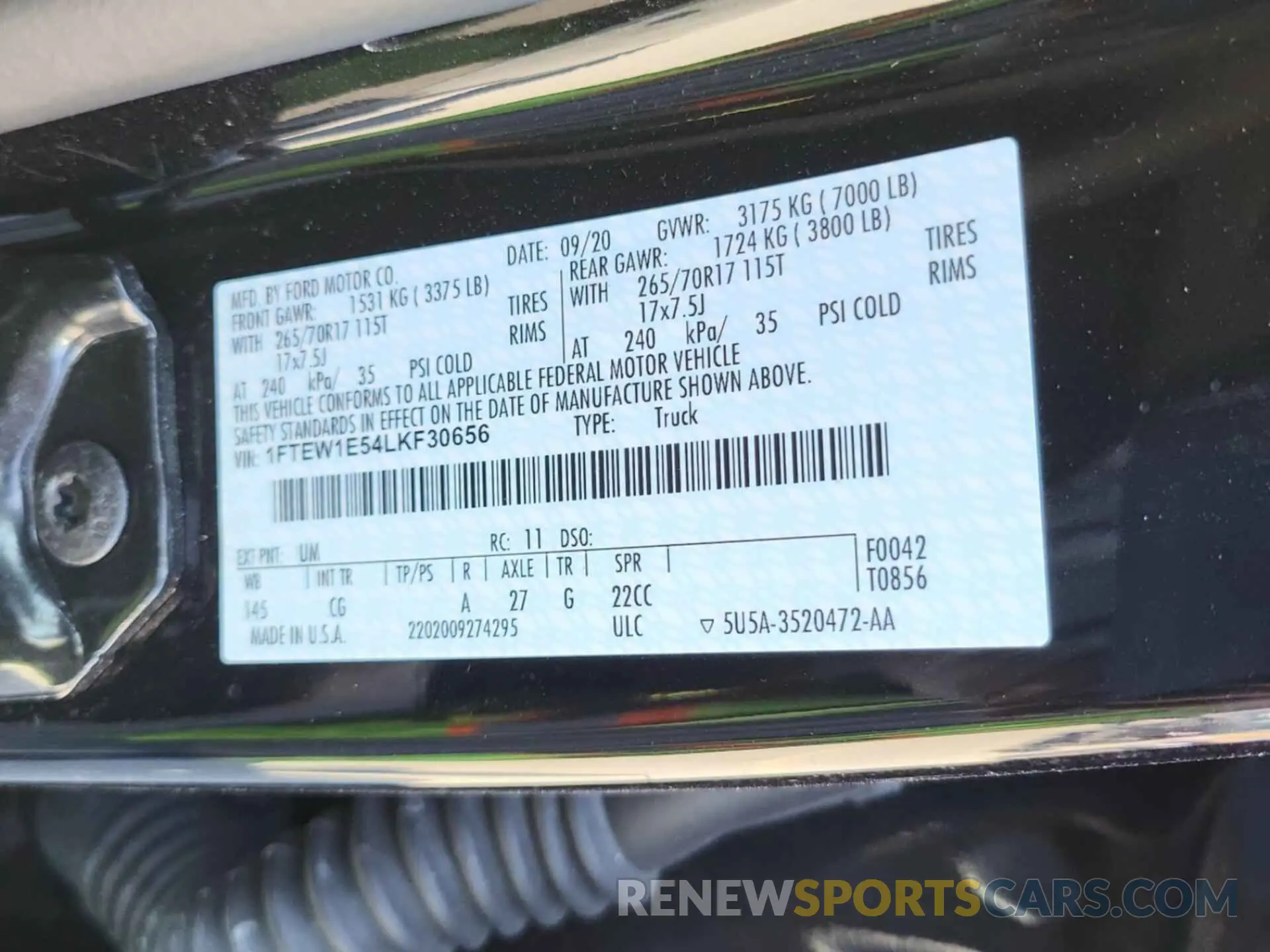 23 fotografías del automóvil dañado 1FTEW1E54LKF30656 FORD F150 2020