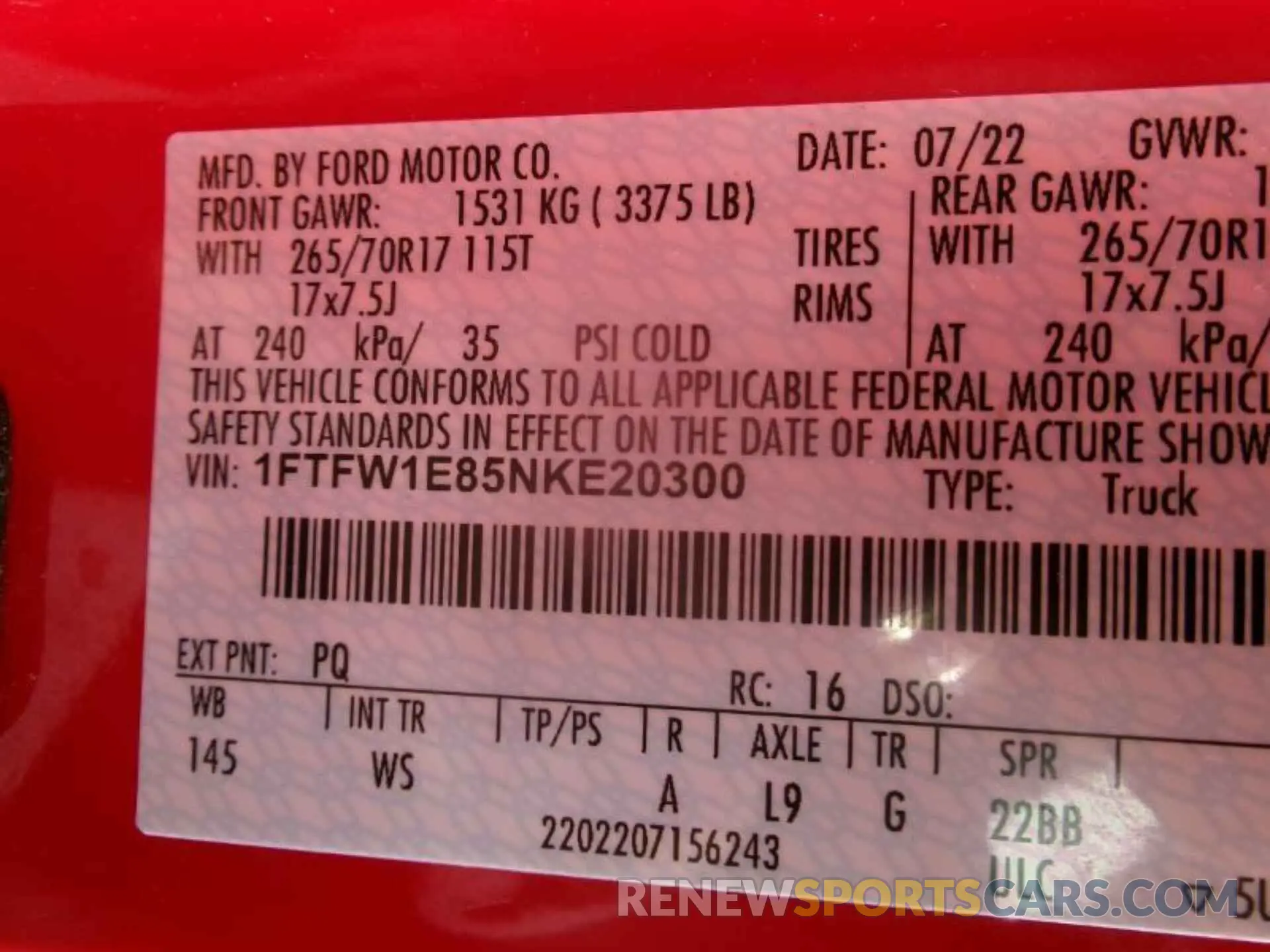 12 fotografías del automóvil dañado 1FTFW1E85NKE20300 FORD F150 2022