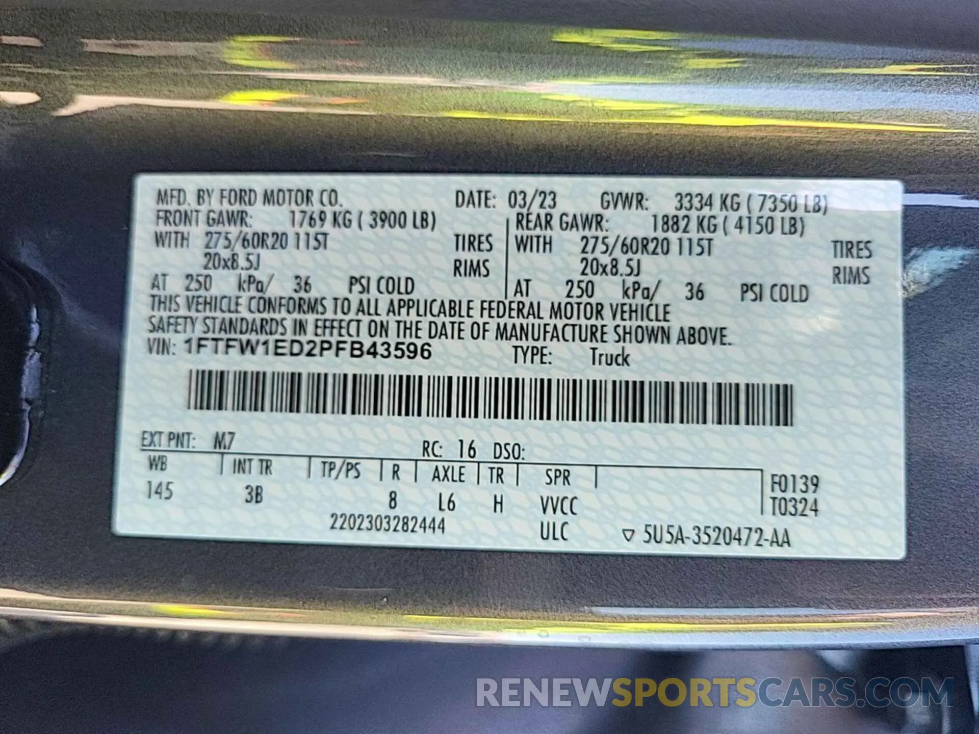 1 fotografías del automóvil dañado 1FTFW1ED2PFB43596 FORD F150 2023
