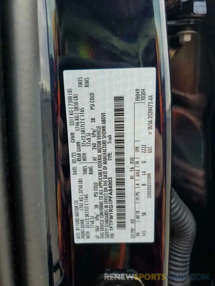 12 fotografías del automóvil dañado 1FTFW1RG1PFA84903 FORD F150 2023