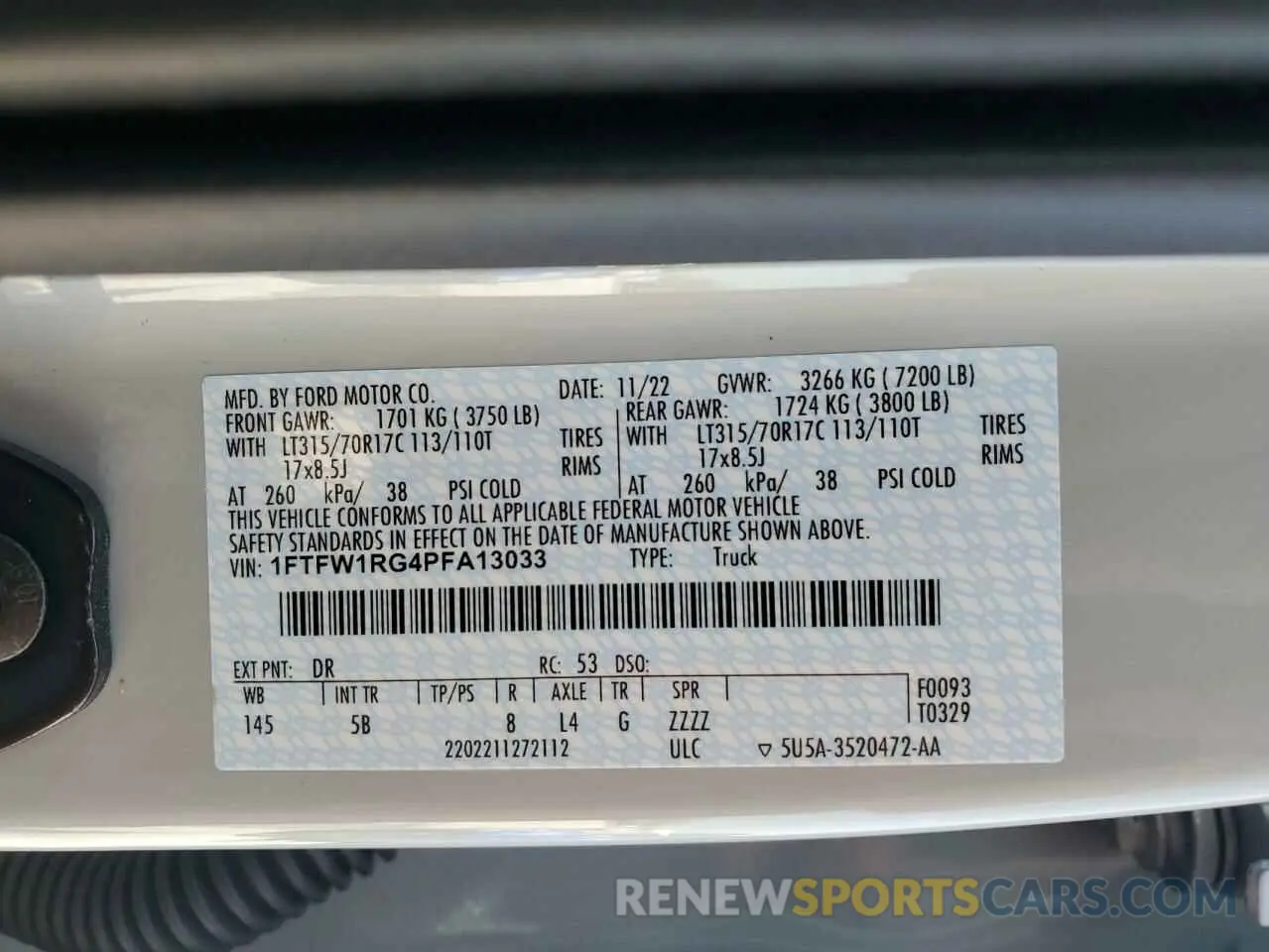 13 fotografías del automóvil dañado 1FTFW1RG4PFA13033 FORD F150 2023