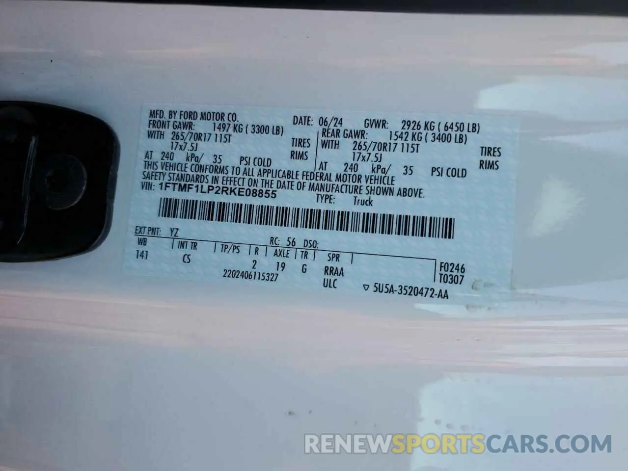 12 fotografías del automóvil dañado 1FTMF1LP2RKE08855 FORD F150 2024