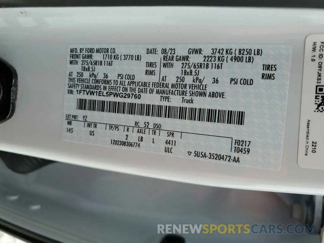 12 fotografías del automóvil dañado 1FTVW1EL5PWG29760 FORD F150 LIGHT 2023