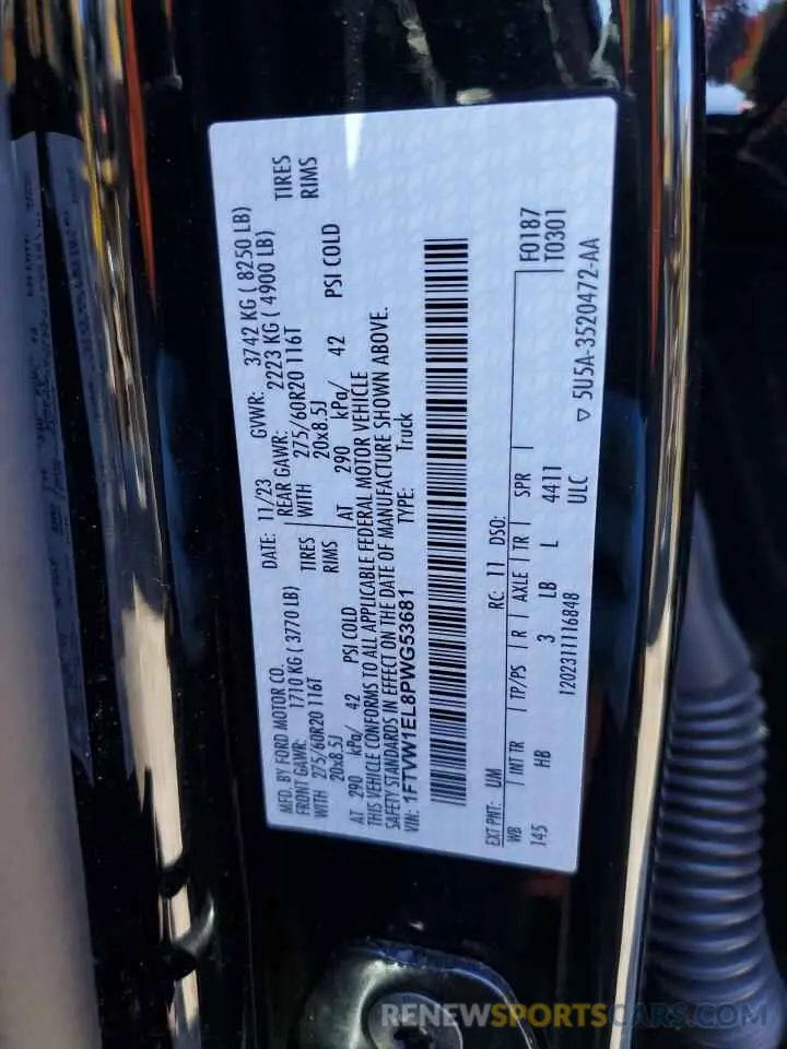 12 fotografías del automóvil dañado 1FTVW1EL8PWG53681 FORD F150 LIGHT 2023