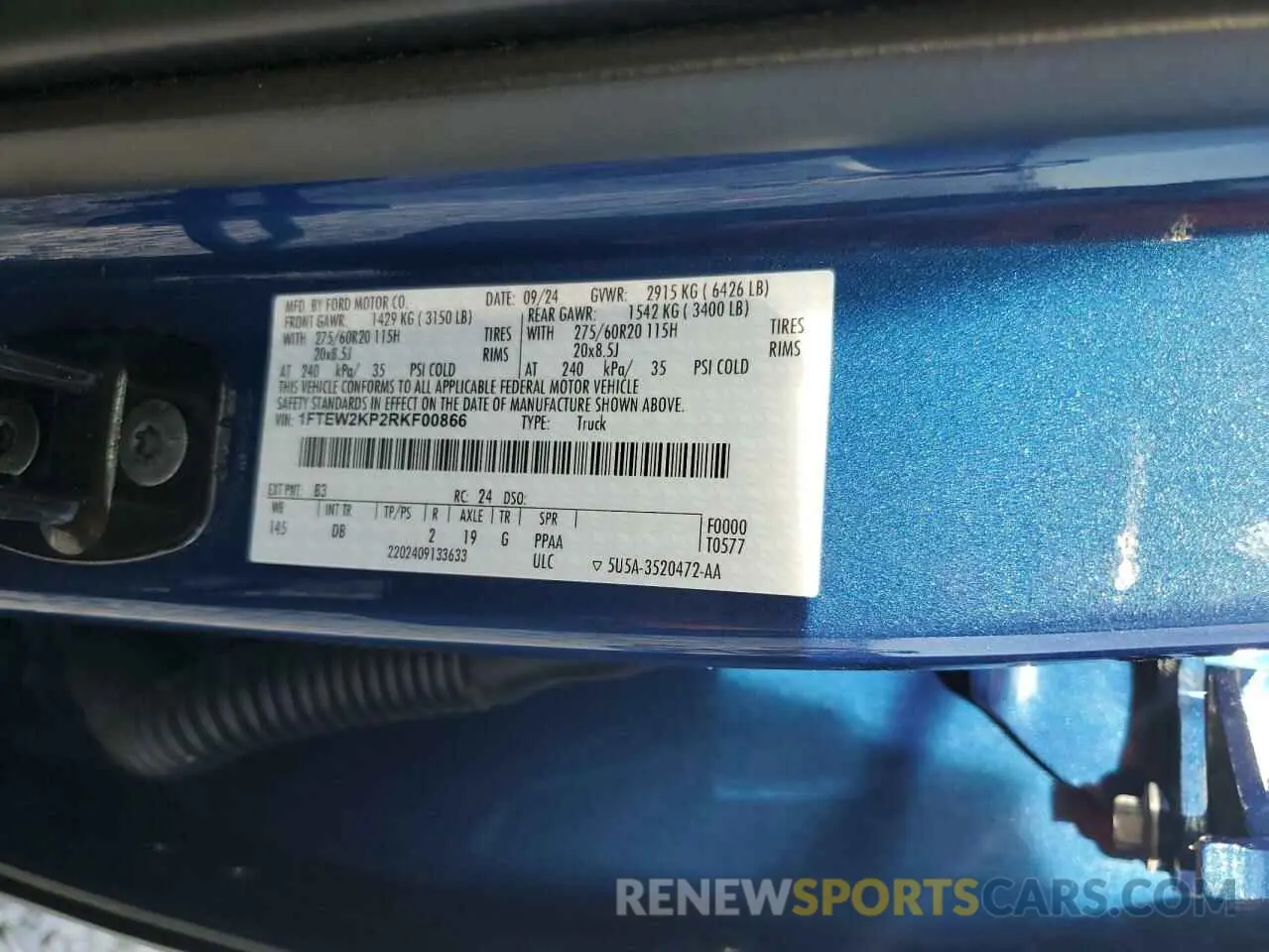 14 fotografías del automóvil dañado 1FTEW2KP2RKF00866 FORD F150 STX 2024