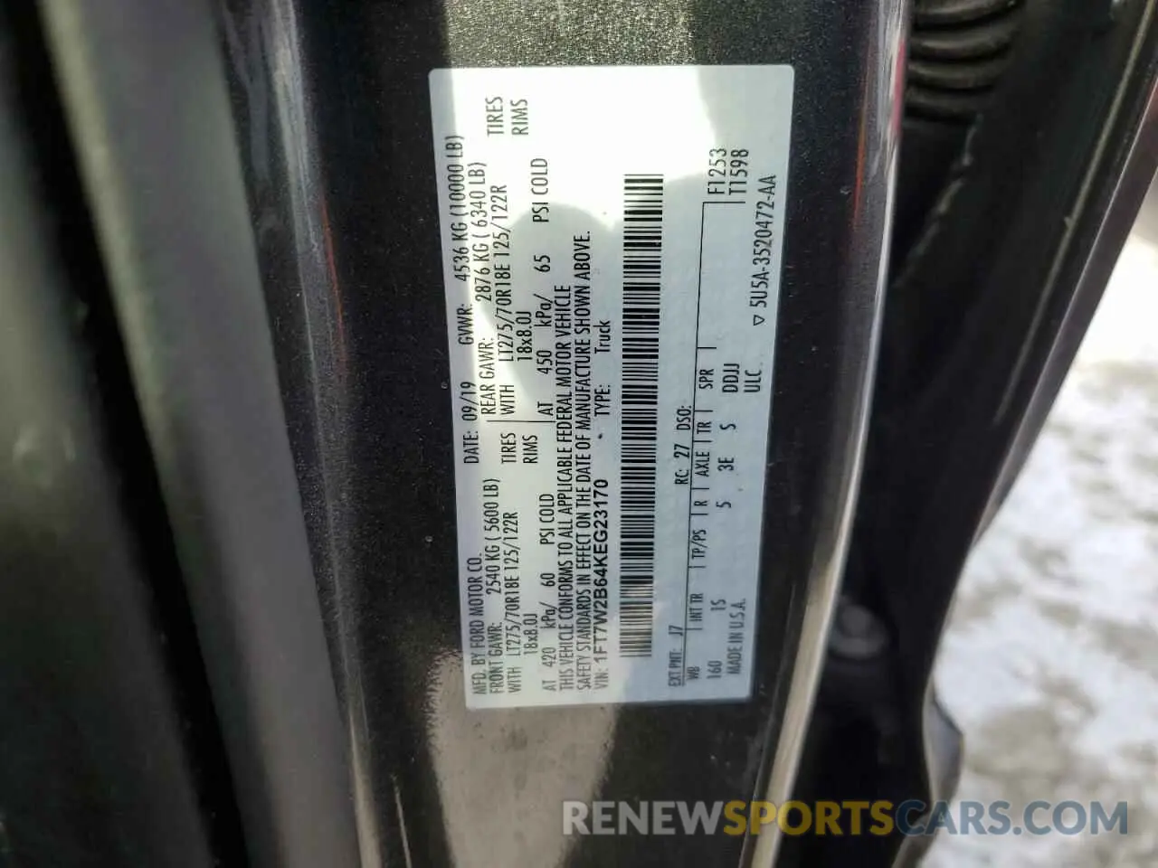 12 fotografías del automóvil dañado 1FT7W2B64KEG23170 FORD F250 2019