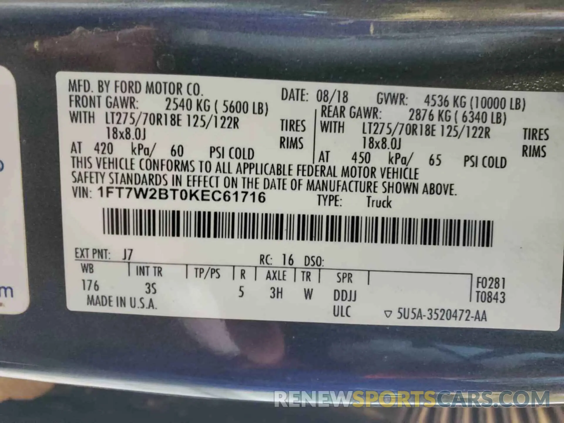30 fotografías del automóvil dañado 1FT7W2BT0KEC61716 FORD F250 2019