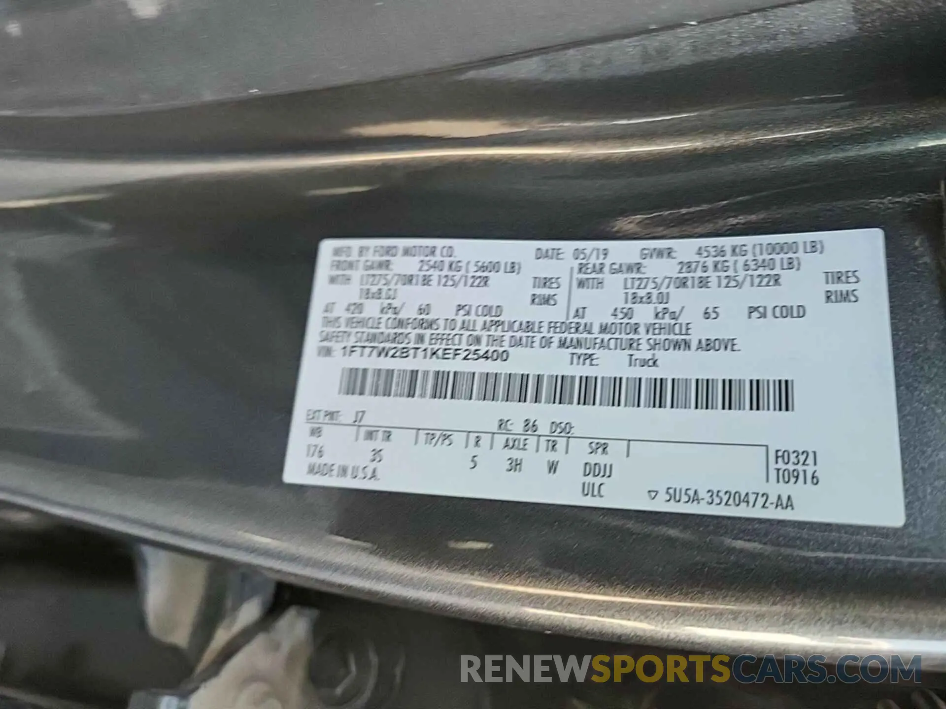 13 fotografías del automóvil dañado 1FT7W2BT1KEF25400 FORD F250 2019