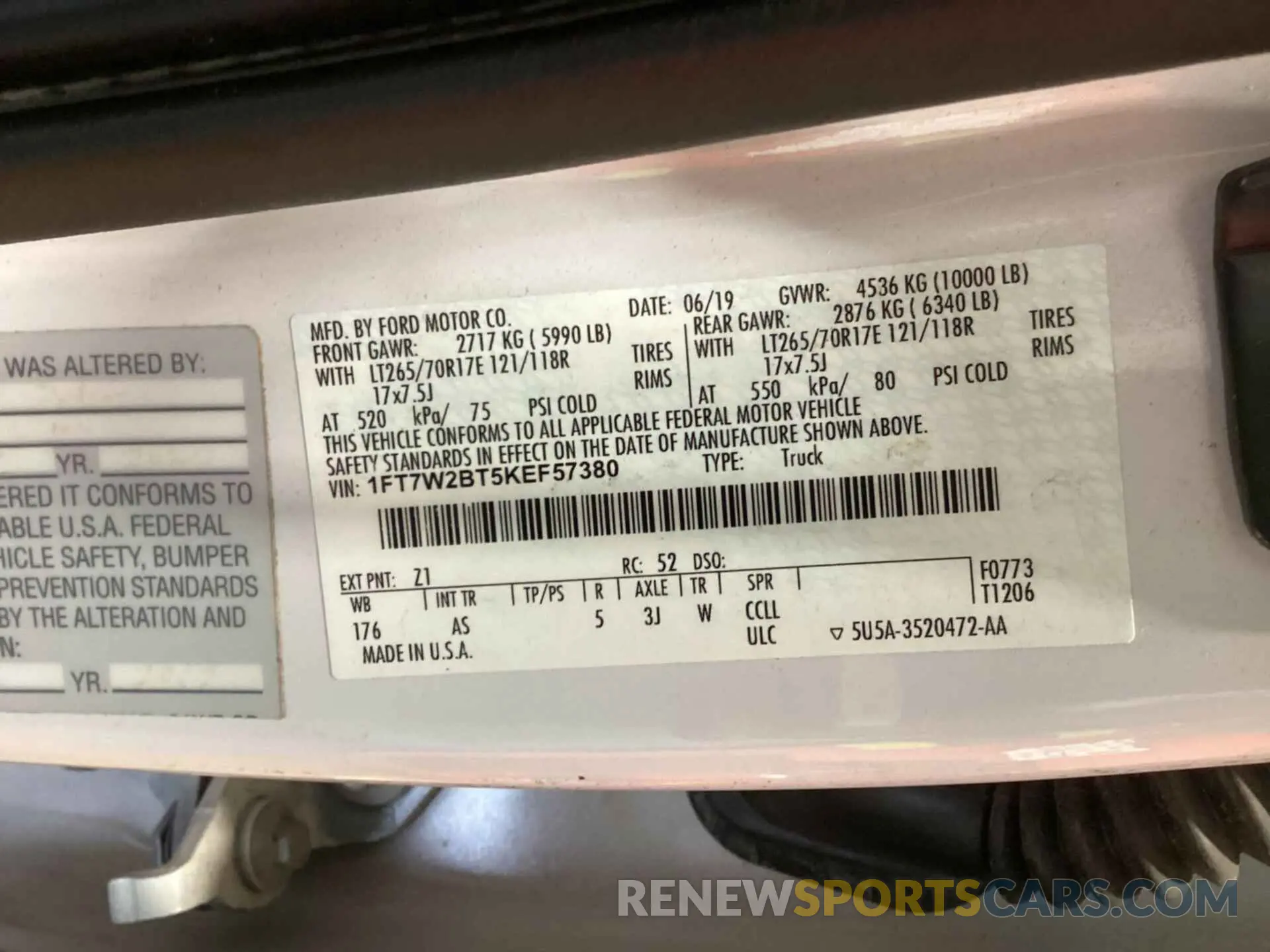 3 fotografías del automóvil dañado 1FT7W2BT5KEF57380 FORD F250 2019