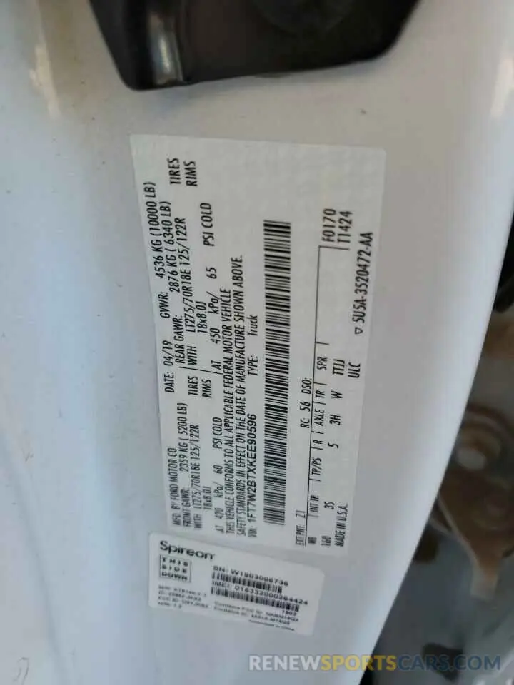 12 fotografías del automóvil dañado 1FT7W2BTXKEE90596 FORD F250 2019