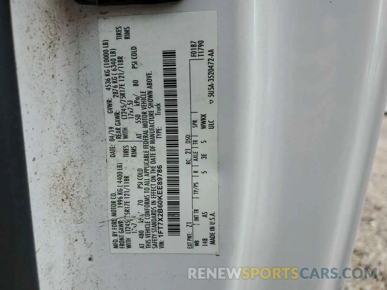 12 fotografías del automóvil dañado 1FT7X2B60KEE89786 FORD F250 2019