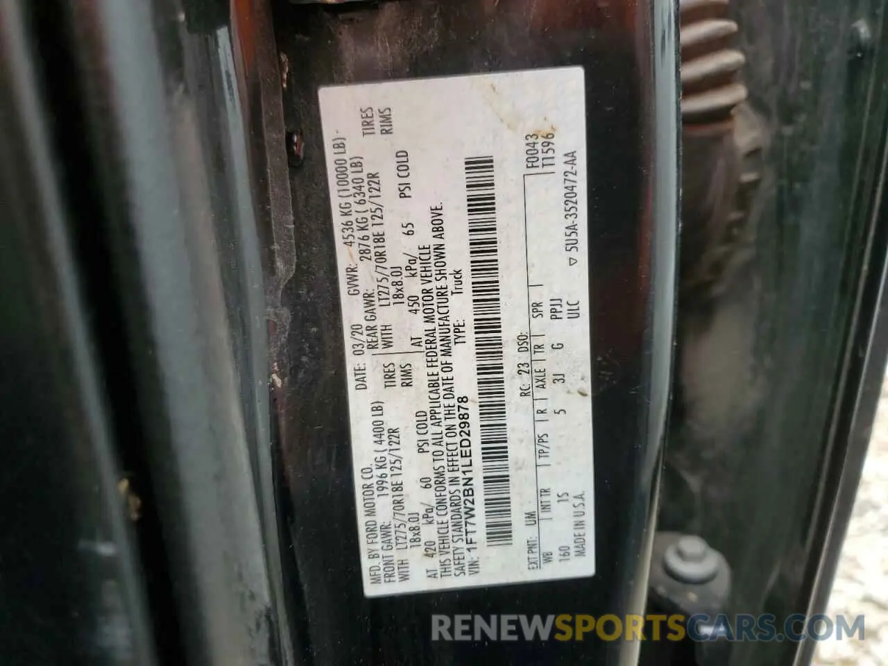 12 fotografías del automóvil dañado 1FT7W2BN1LED29878 FORD F250 2020