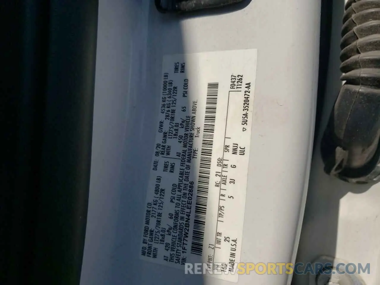 15 fotografías del automóvil dañado 1FT7W2BN4LEE02886 FORD F250 2020