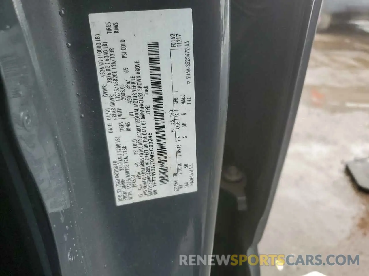 12 fotografías del automóvil dañado 1FT7W2BT0MEC93245 FORD F250 2021