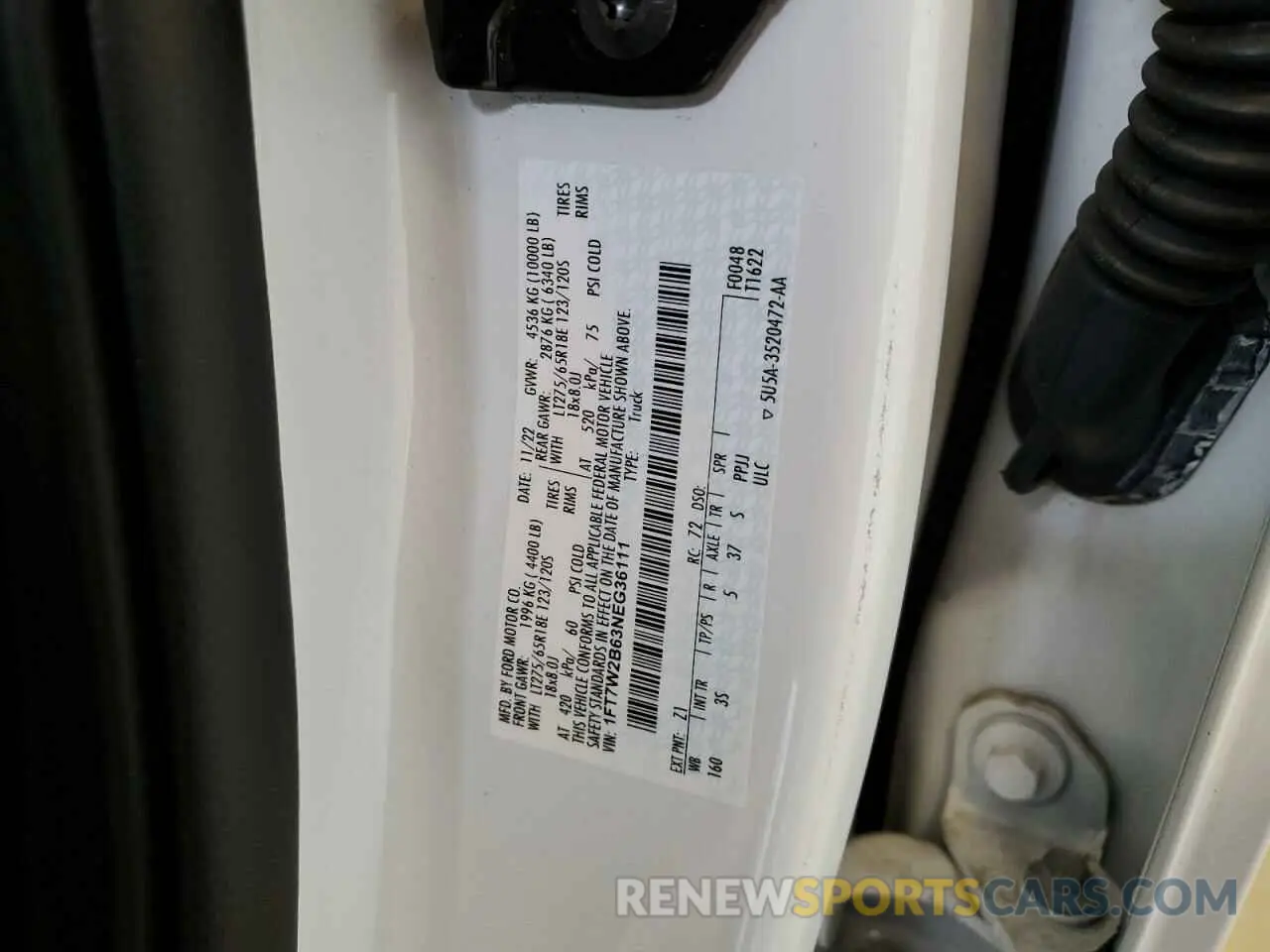 12 fotografías del automóvil dañado 1FT7W2B63NEG36111 FORD F250 2022