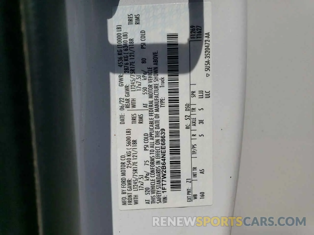 14 fotografías del automóvil dañado 1FT7W2B64NEE68639 FORD F250 2022