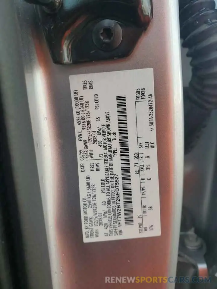 13 fotografías del automóvil dañado 1FT7W2BT2NED75527 FORD F250 2022