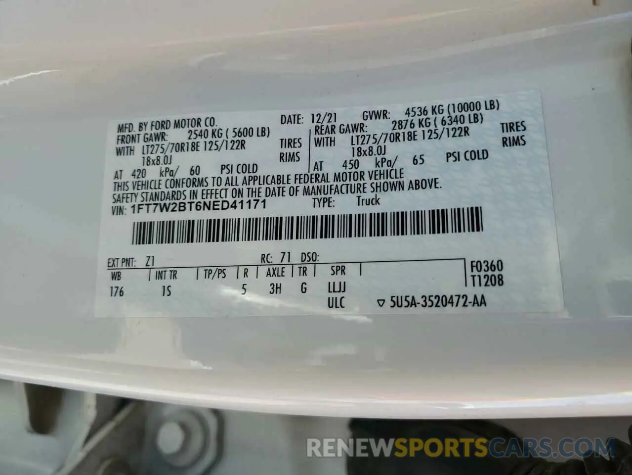14 fotografías del automóvil dañado 1FT7W2BT6NED41171 FORD F250 2022